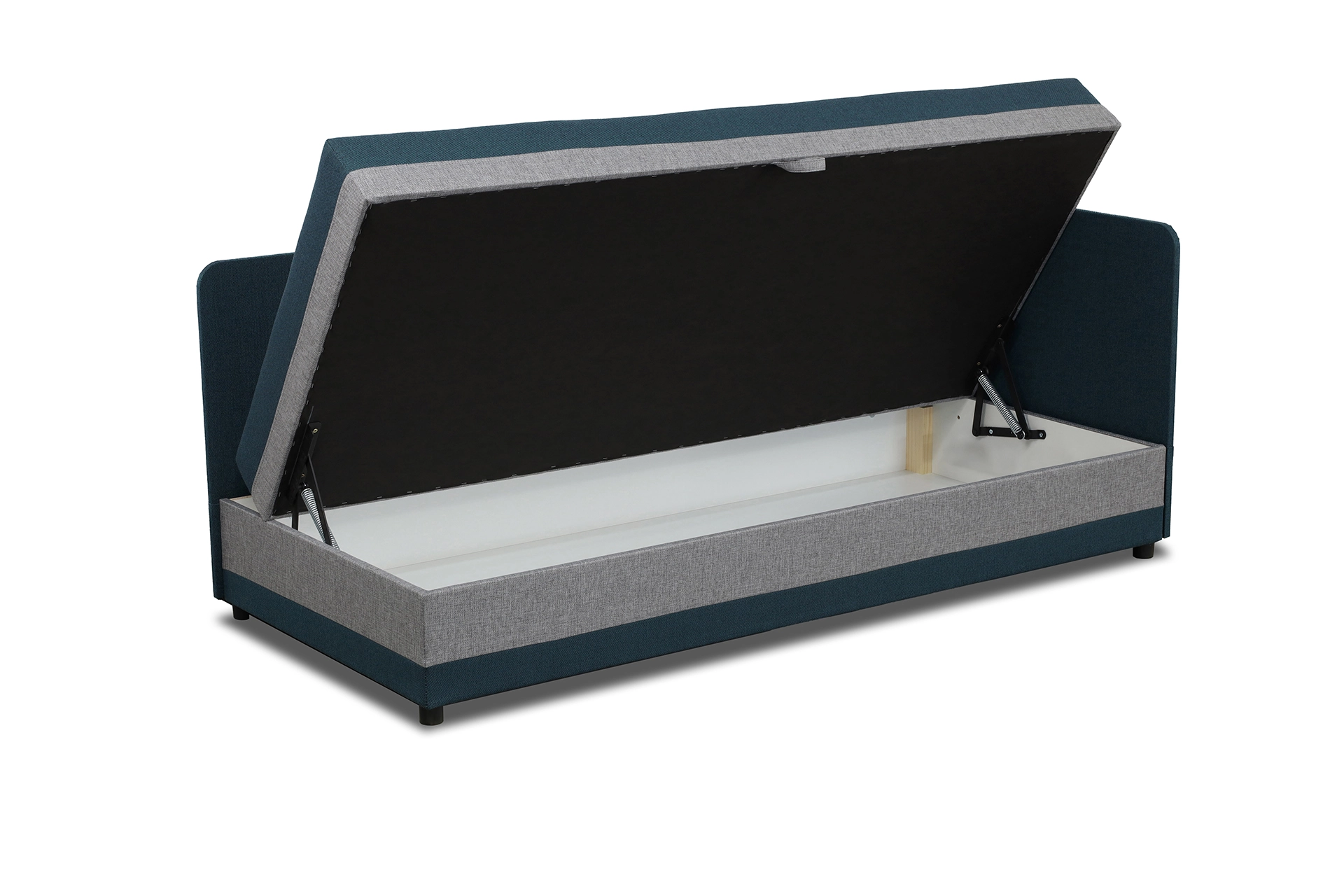 Tapczan łóżko jednoosobowe z pojemnikiem Hirek Eko 80x180 Turkusowe/Szare