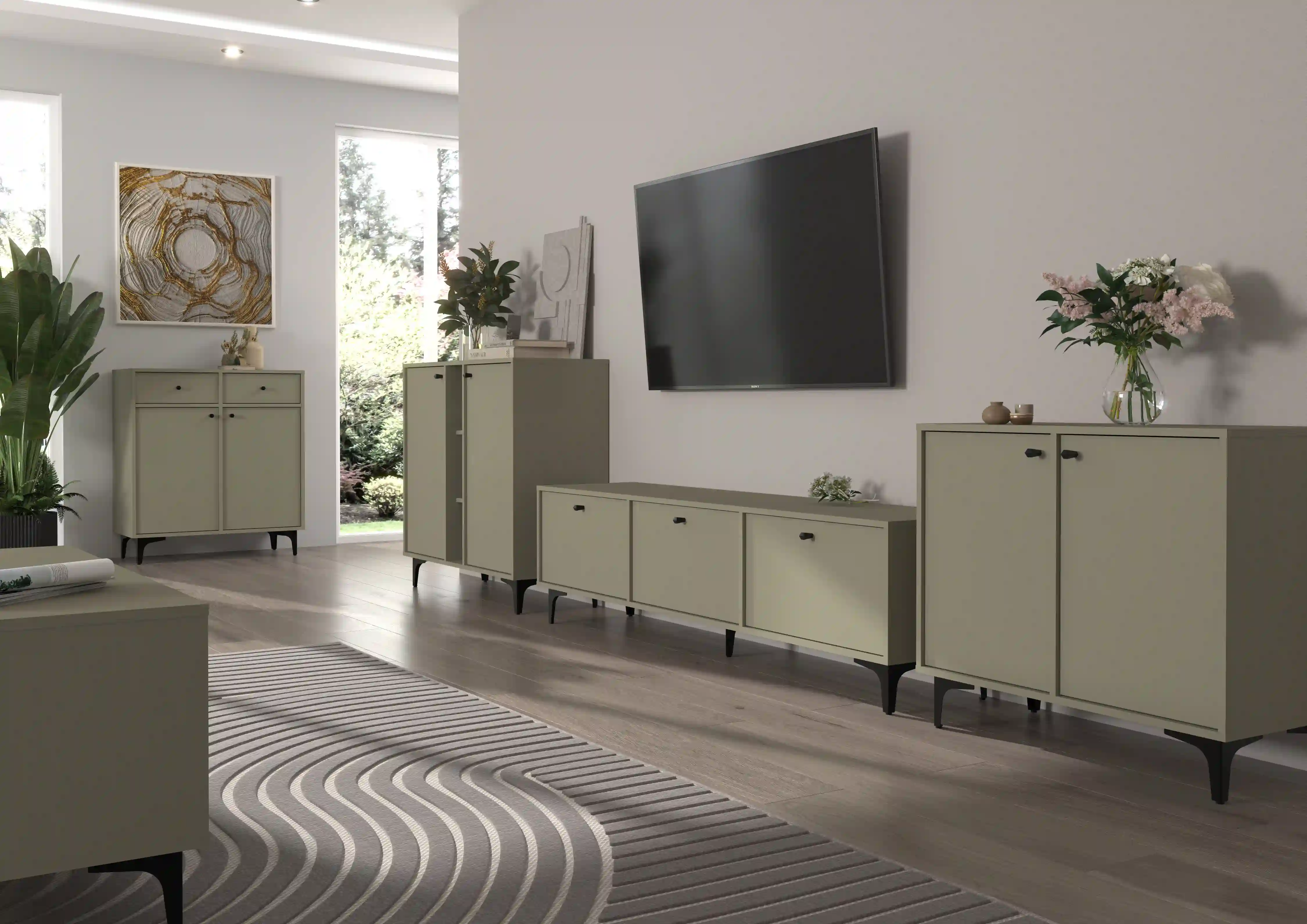 Komoda dwudrzwiowa do salonu Sakai 2F T812 Eukaliptus