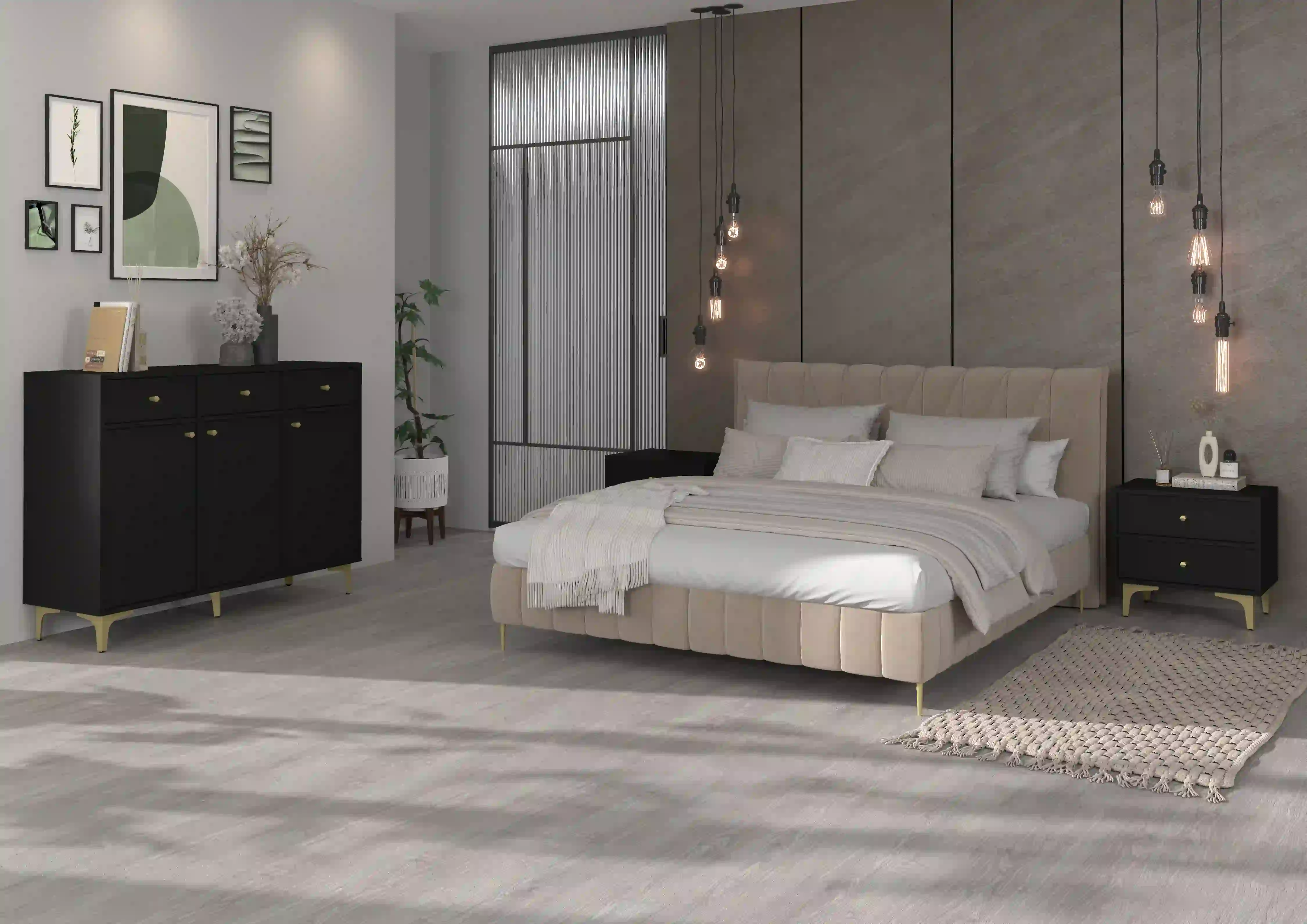 Komoda trzydrzwiowa do salonu Sakai 3F T813 Czarny