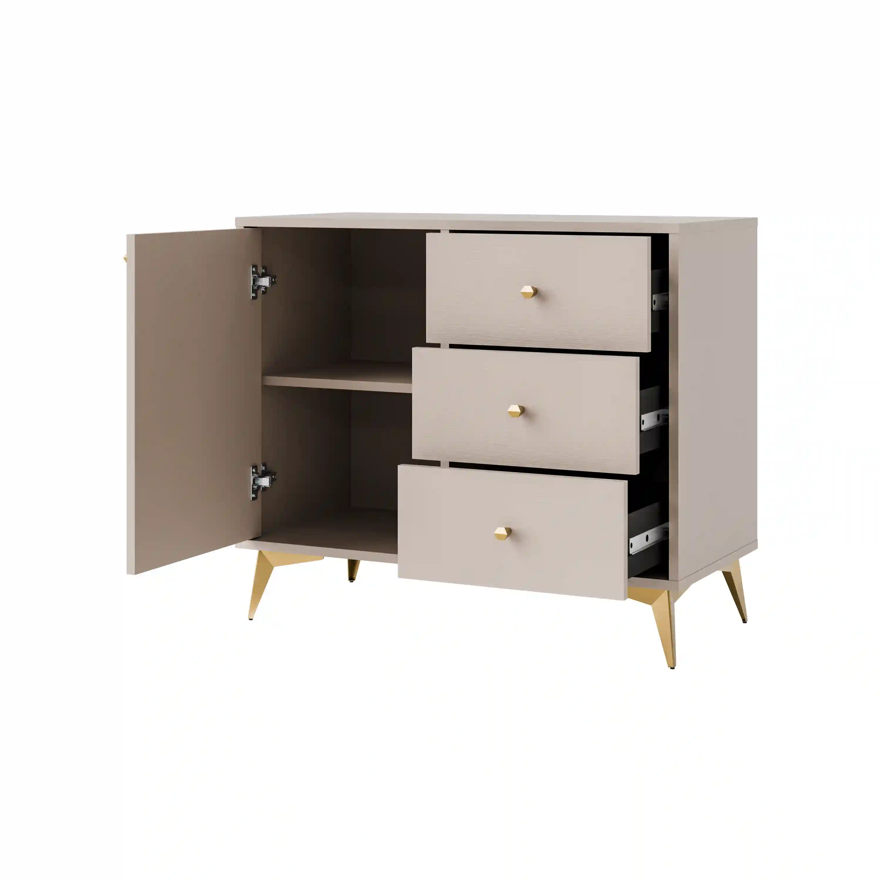 Komoda z szufladami do salonu Sakai 1F 3S T814 Beżowy
