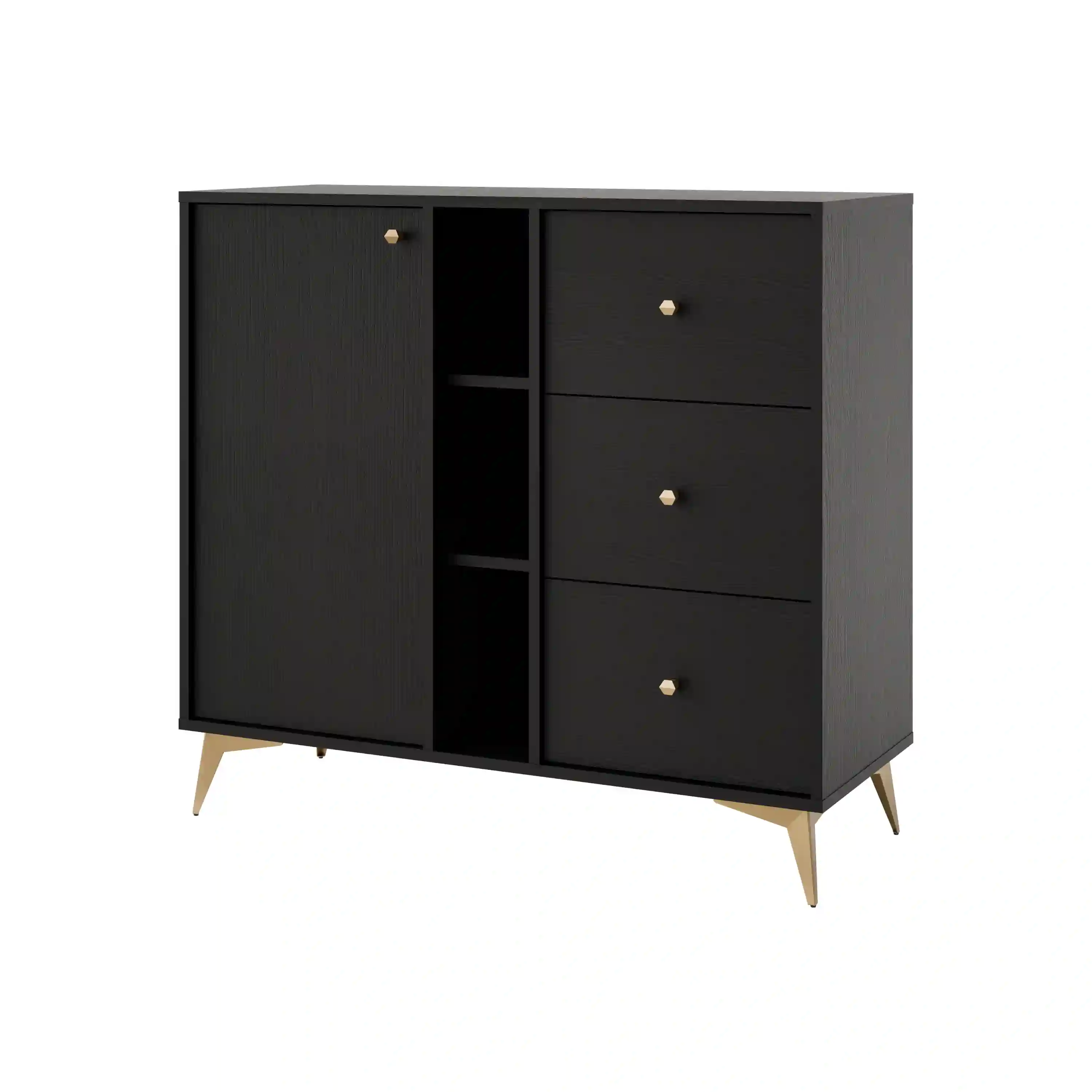 Komoda z szufladami do salonu Sakai 1F 3S T824 Czarny