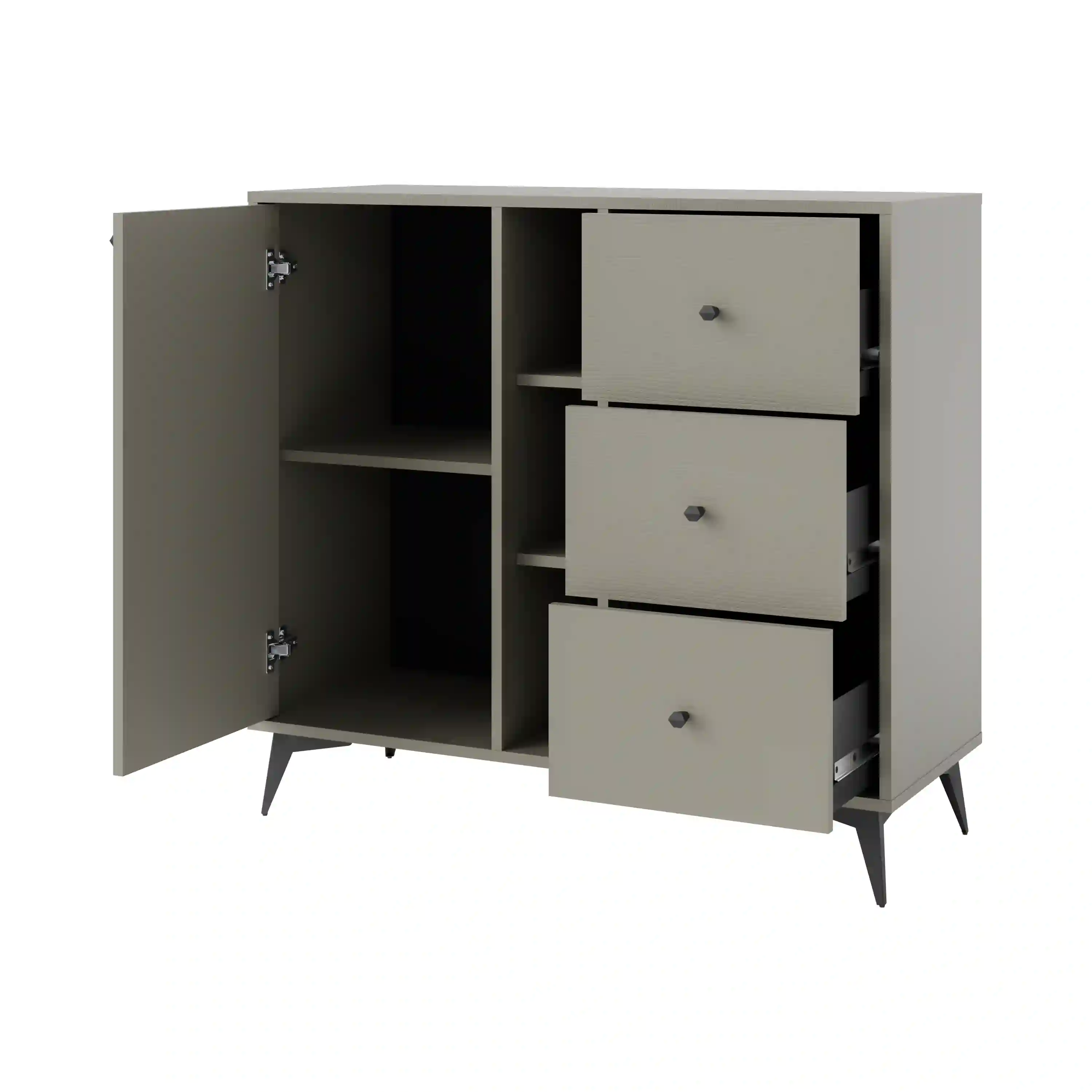 Komoda z szufladami do salonu Sakai 1F 3S T824 Eukaliptus