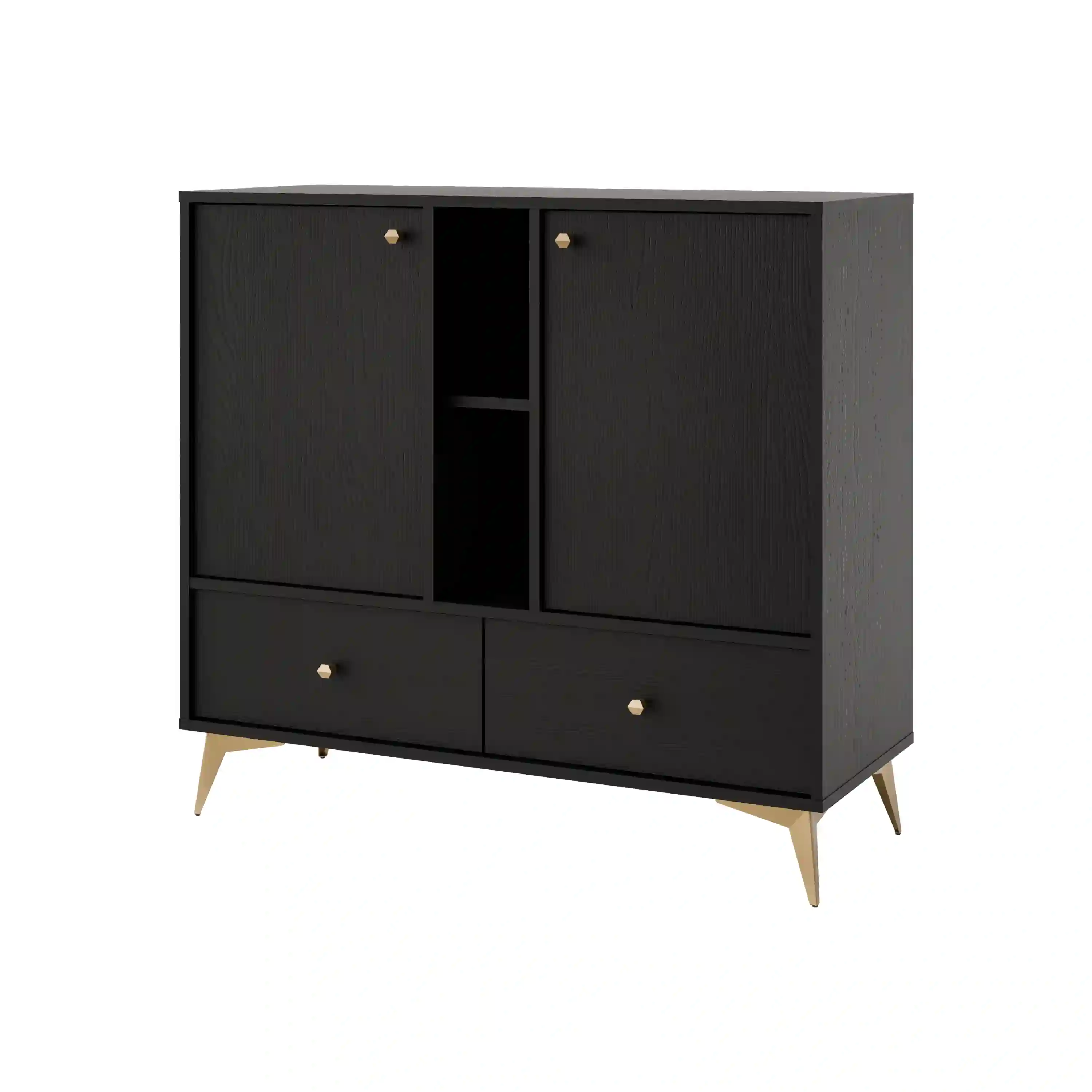 Komoda z szufladami do salonu Sakai 2F 2S T825 Czarny