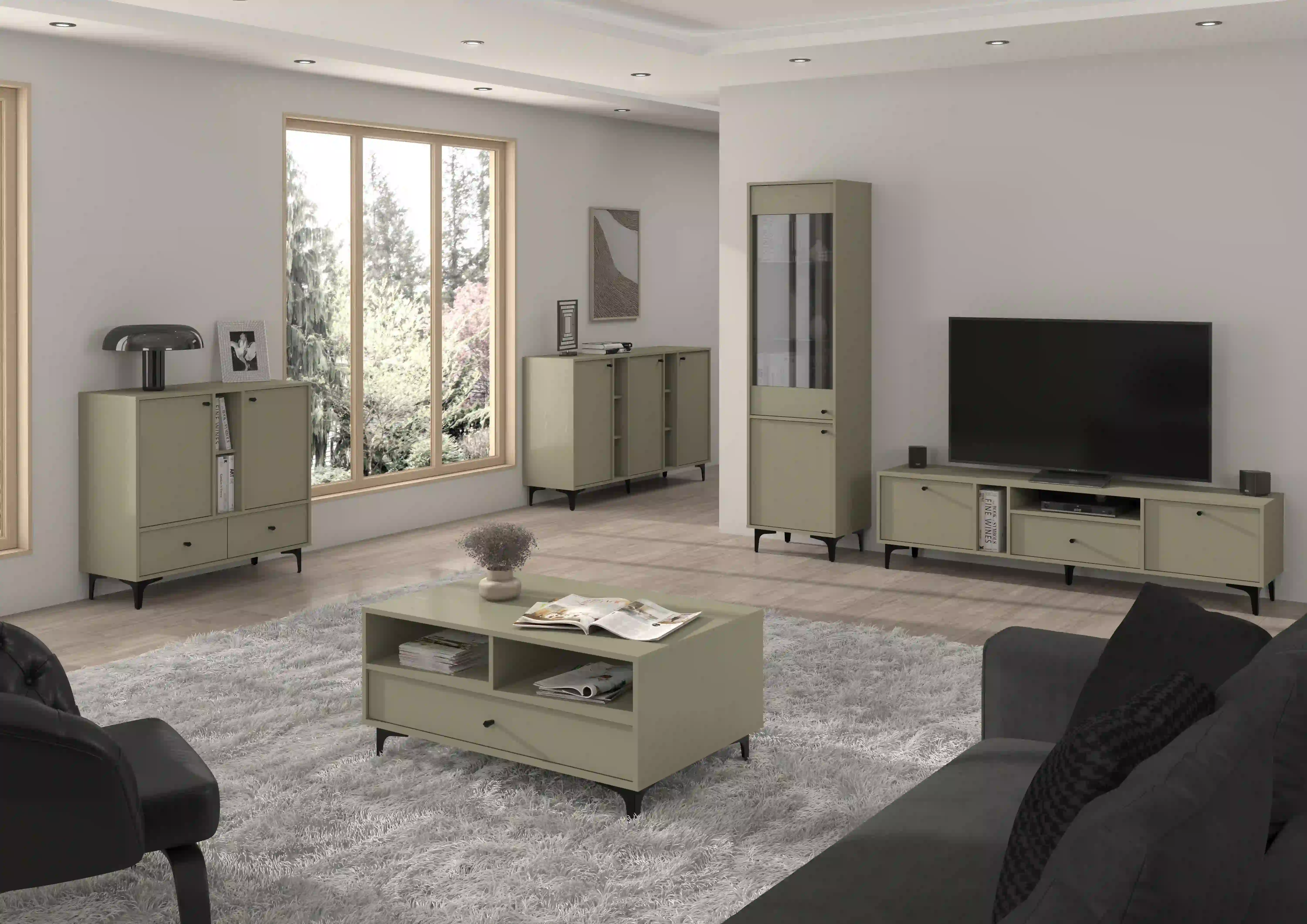 Komoda z szufladami do salonu Sakai 2F 2S T825 Eukaliptus