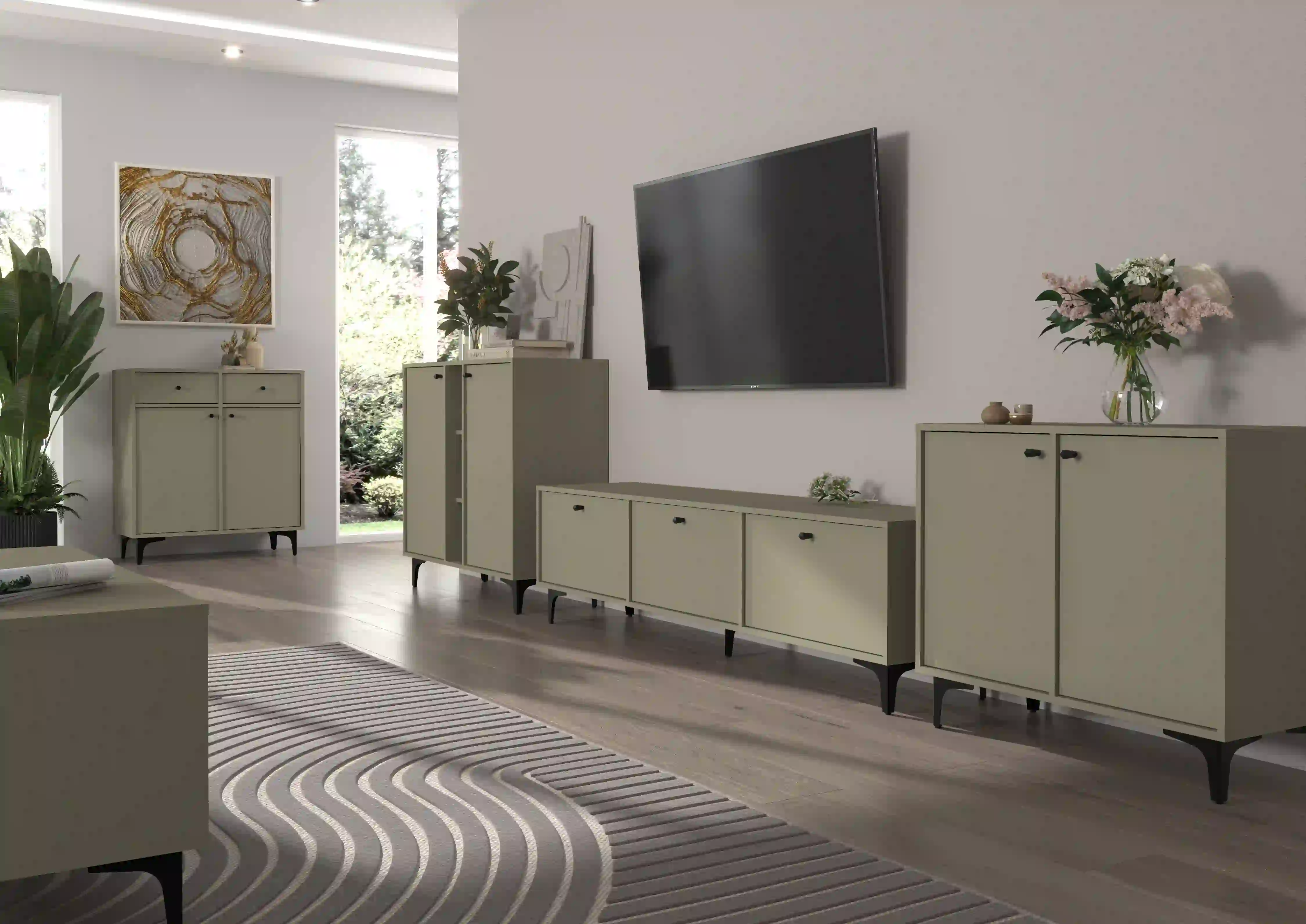 Komoda z szufladami do salonu Sakai 2F 2S T826 Eukaliptus