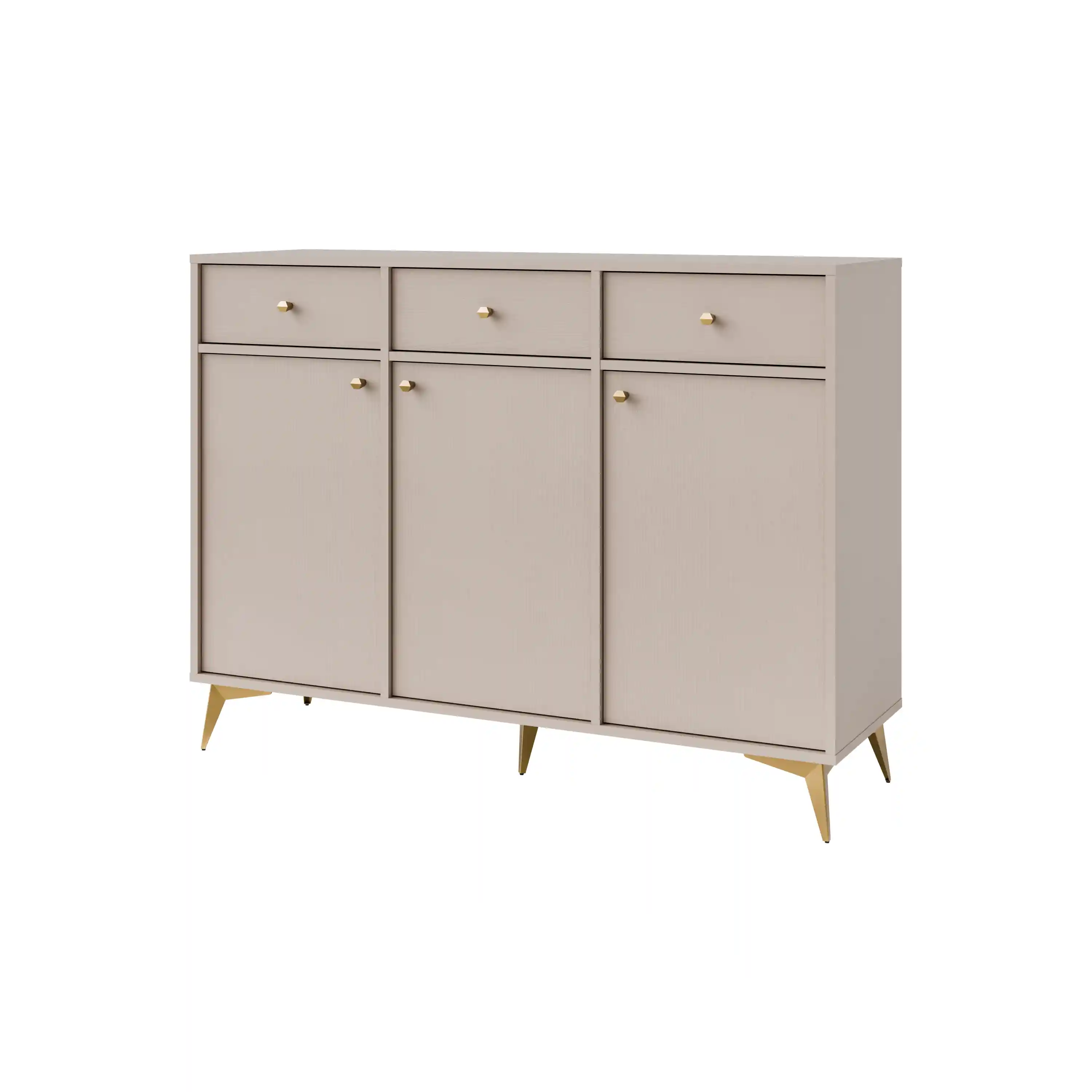 Komoda z szufladami do salonu Sakai 3F 3S T827 Beżowy