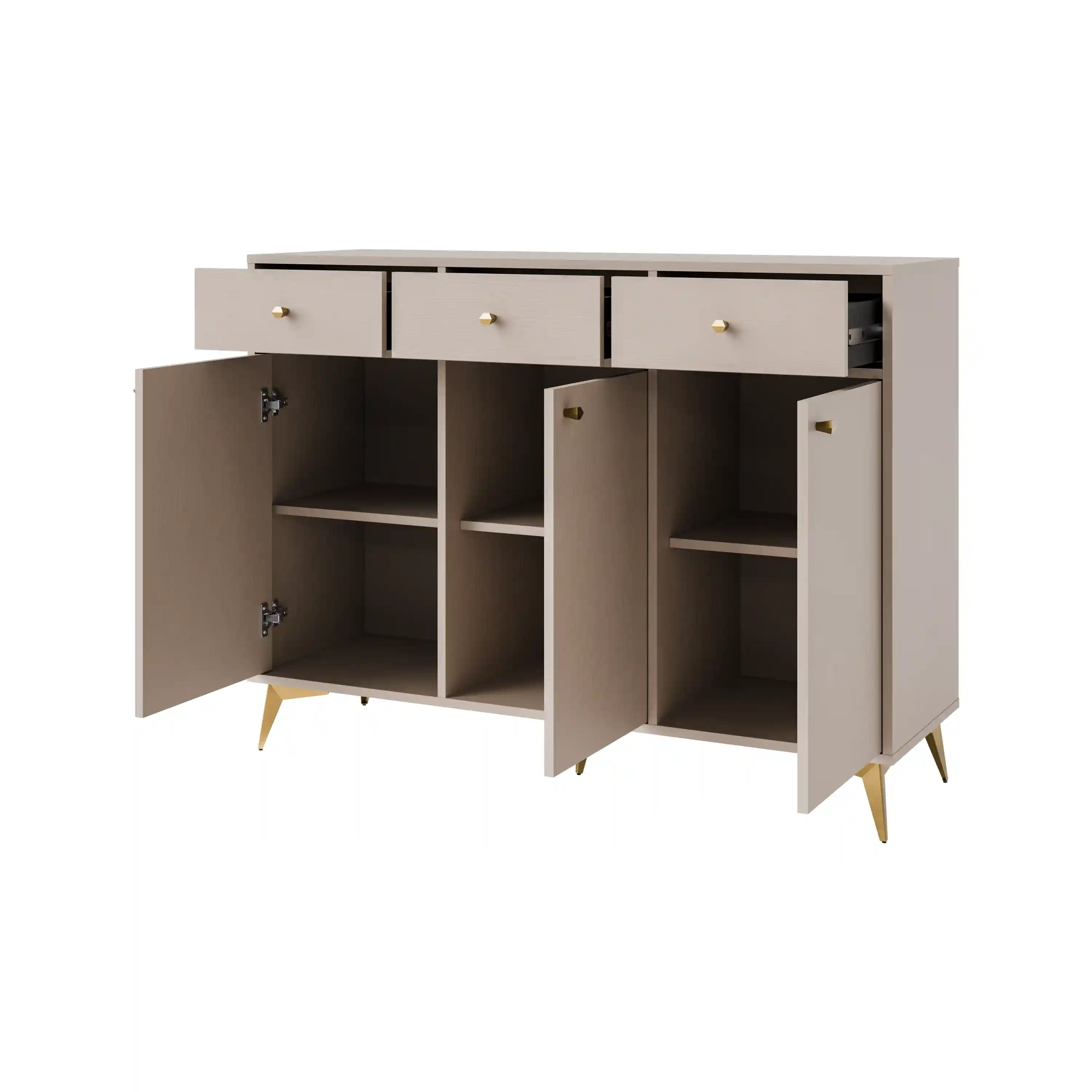 Komoda z szufladami do salonu Sakai 3F 3S T827 Beżowy