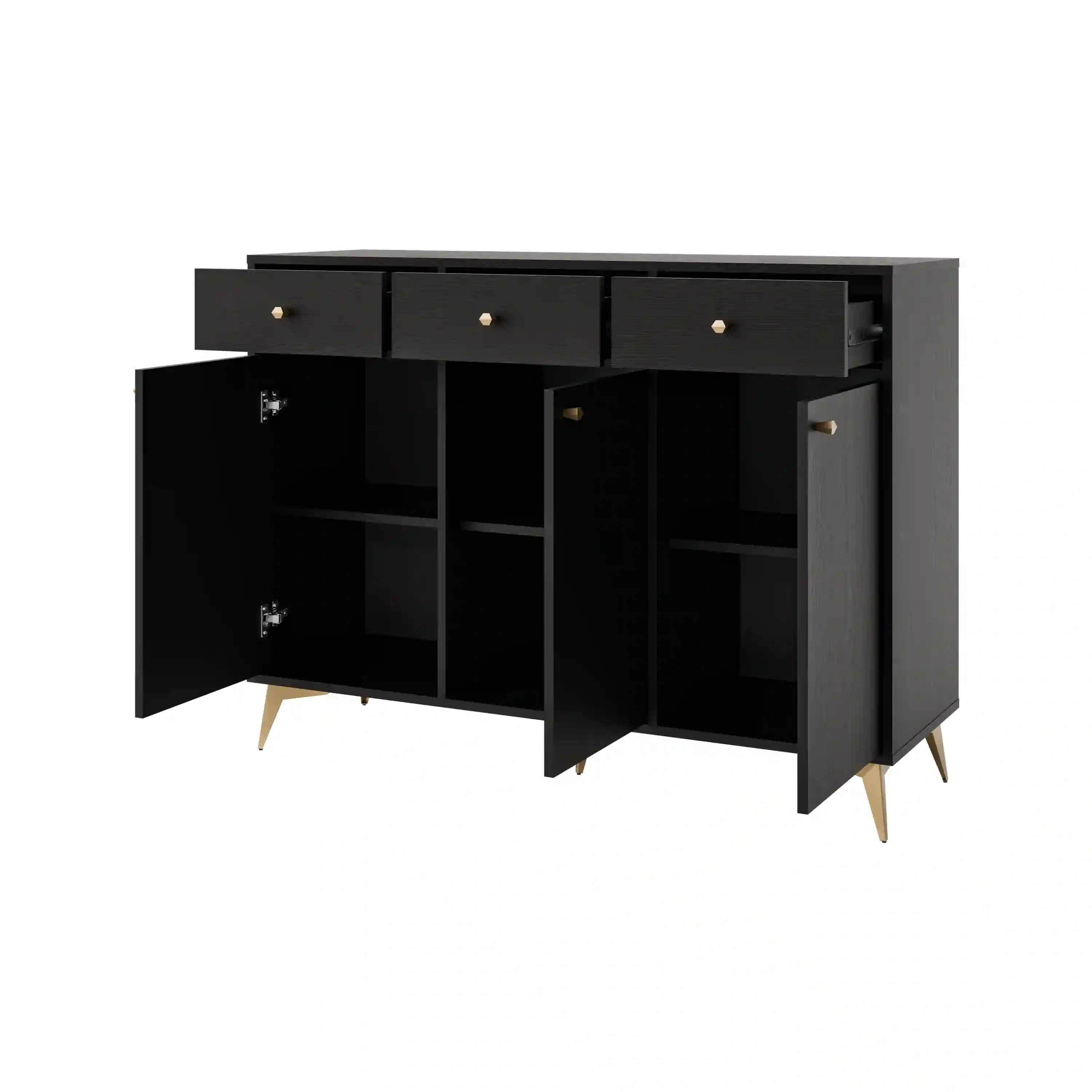 Komoda z szufladami do salonu Sakai 3F 3S T827 Czarny