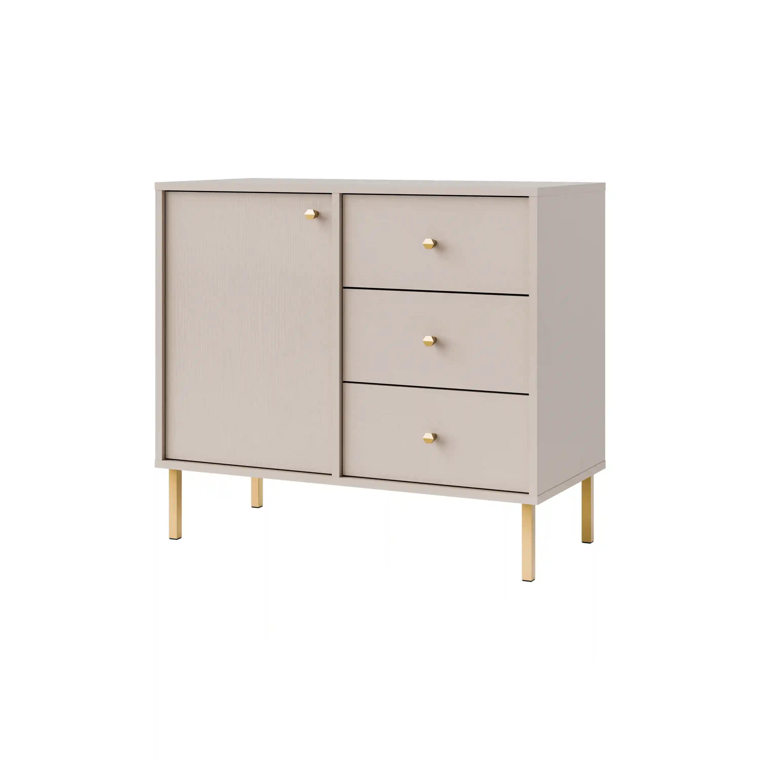 Komoda z szufladami do salonu Sakai 1F 3S T814 Beżowy