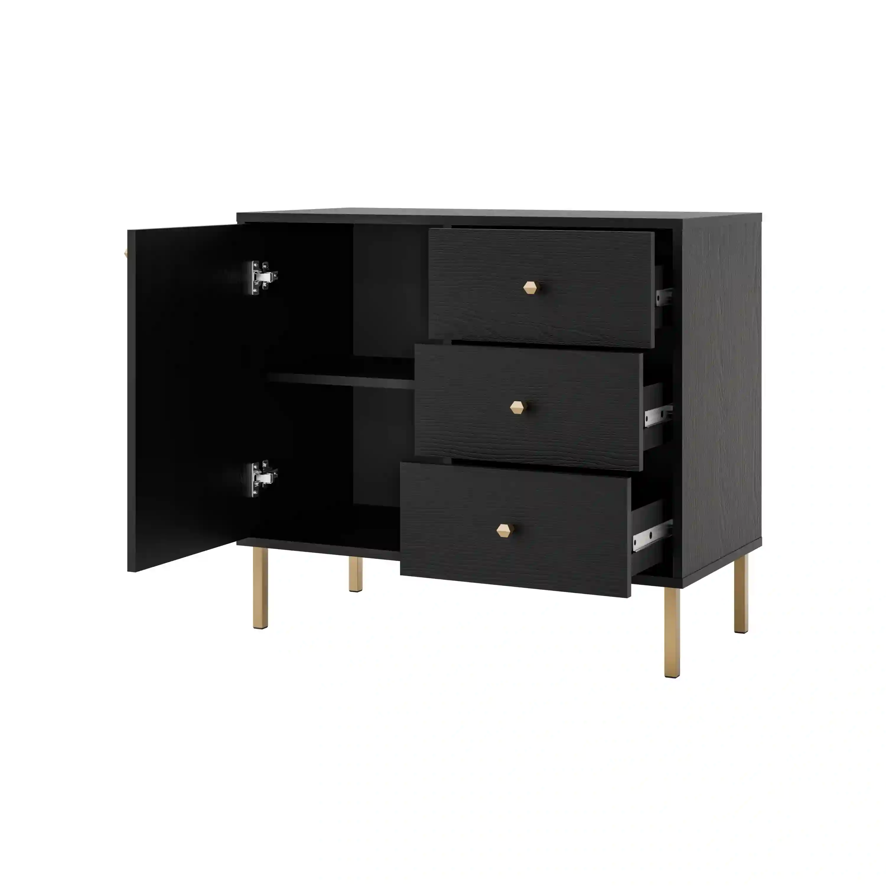 Komoda z szufladami do salonu Sakai 1F 3S T814 Czarny