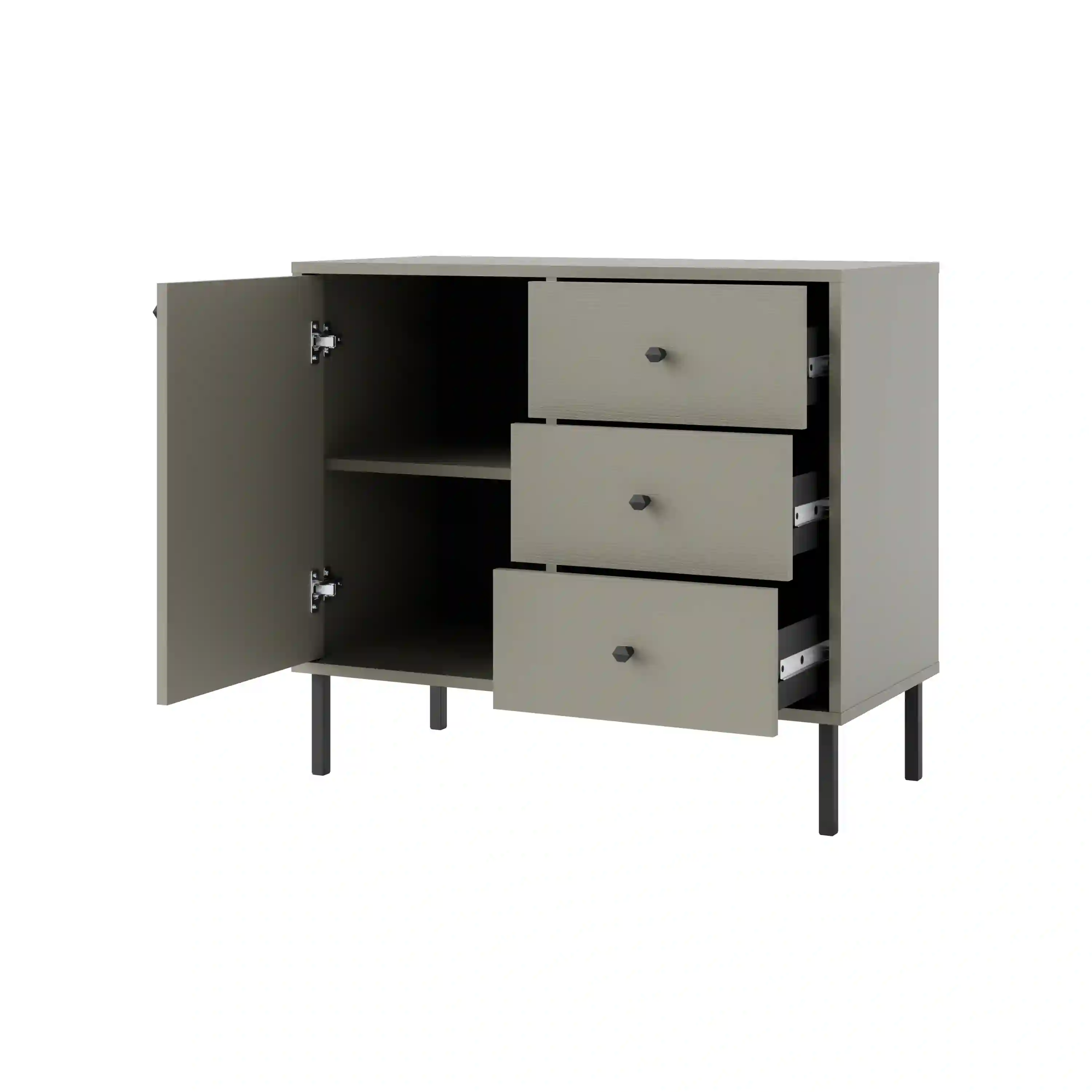 Komoda z szufladami do salonu Sakai 1F 3S T814 Eukaliptus