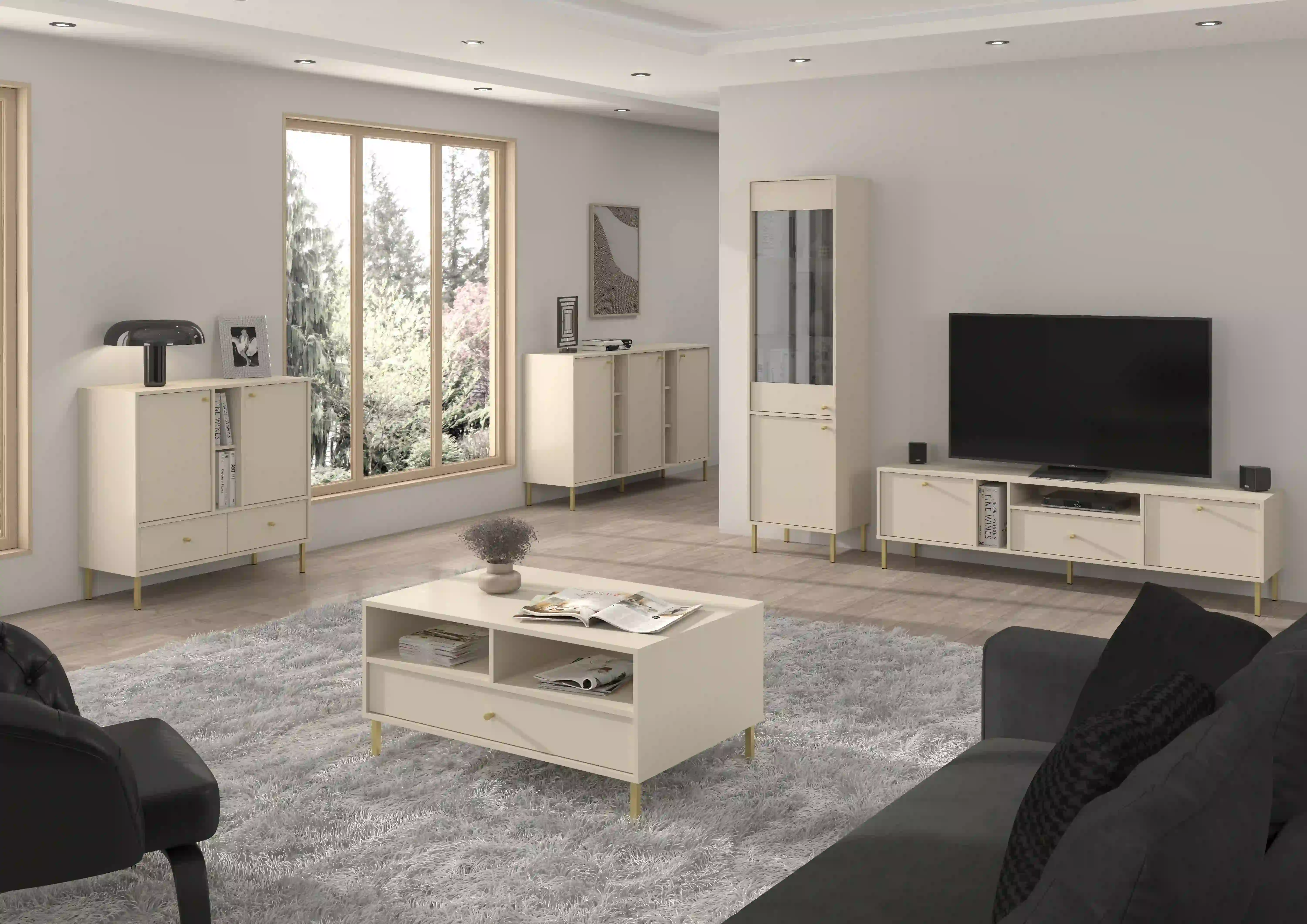 Komoda trzydrzwiowa do salonu Sakai 3F T823 Beżowy