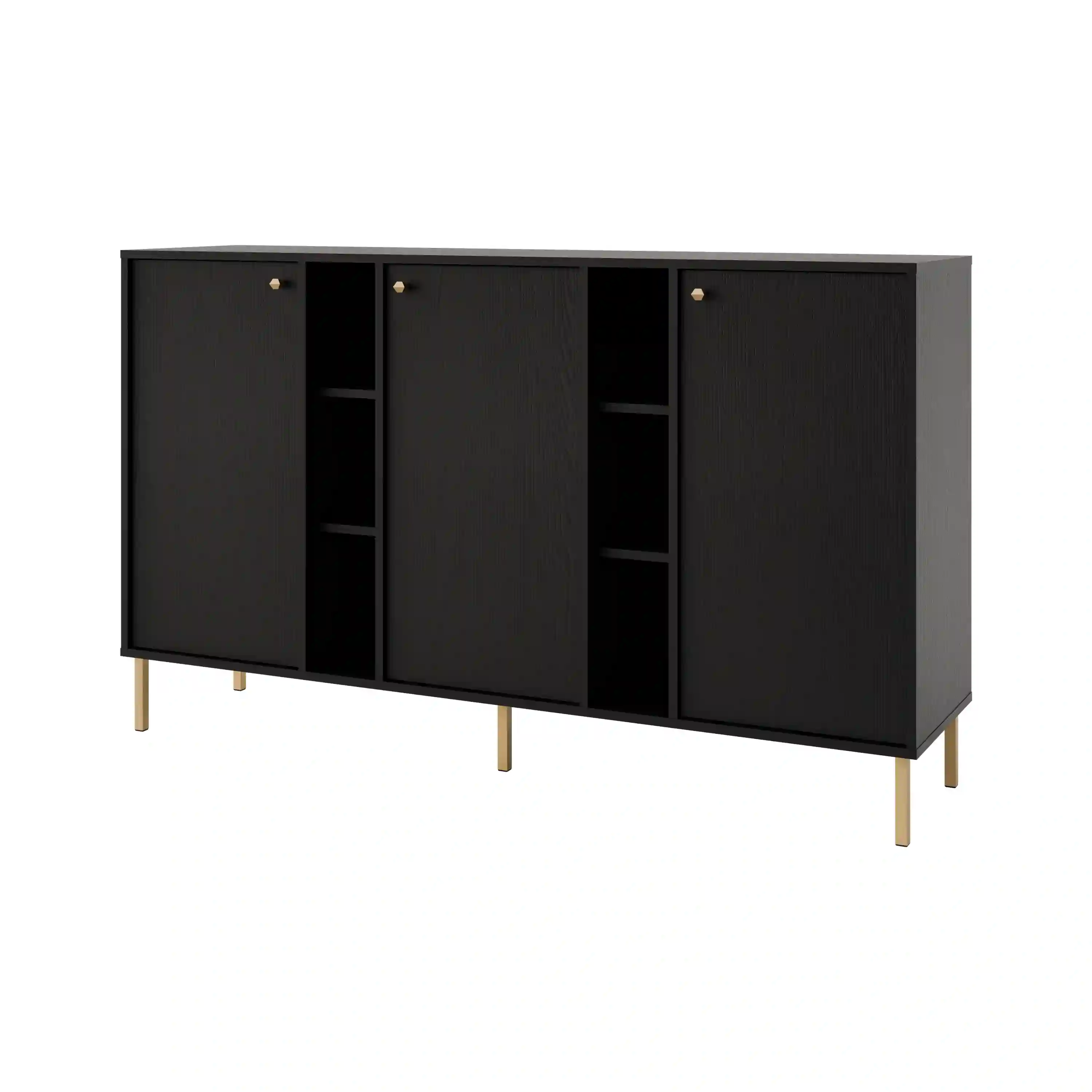 Komoda trzydrzwiowa do salonu Sakai 3F T823 Czarny