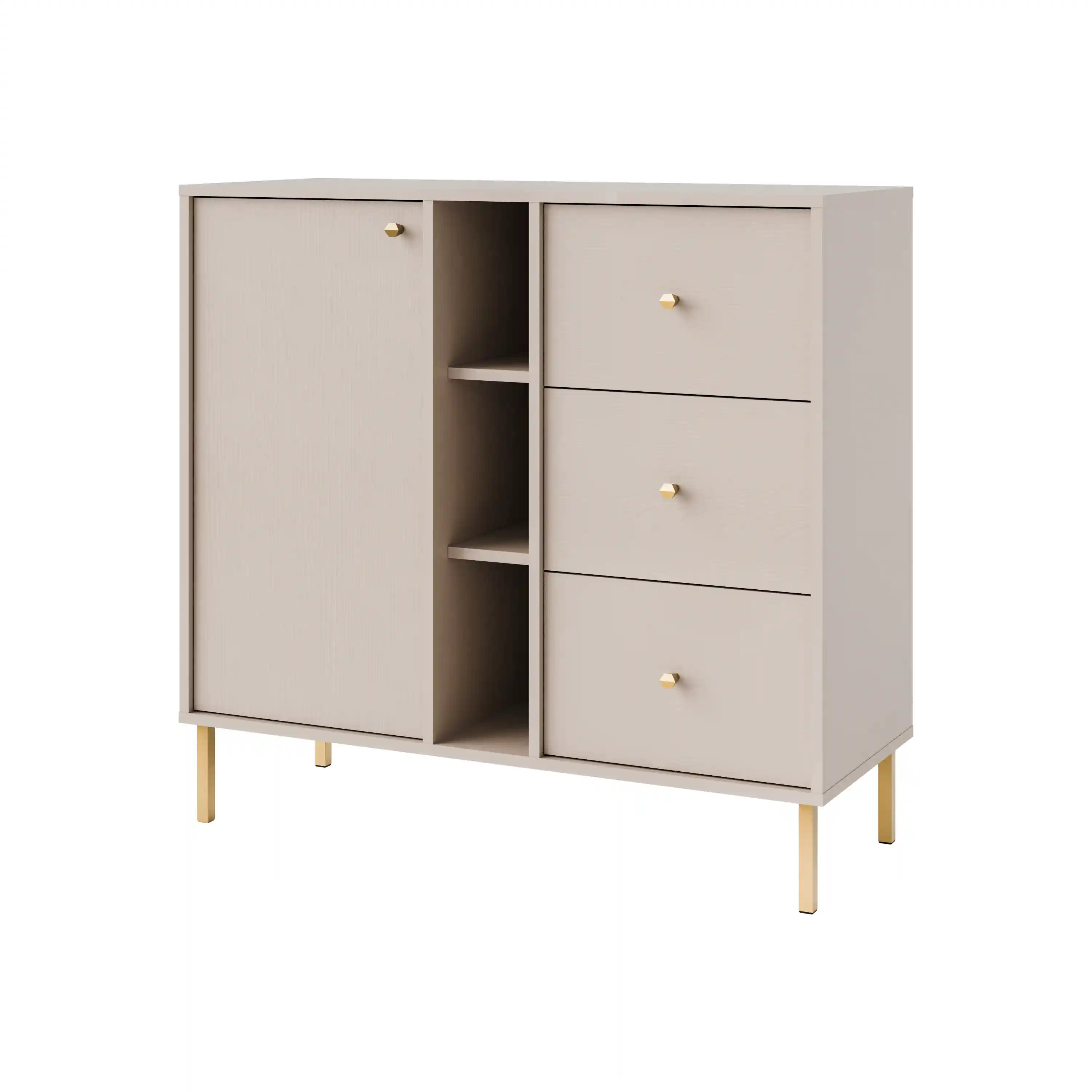 Komoda z szufladami do salonu Sakai 1F 3S T824 Beżowy