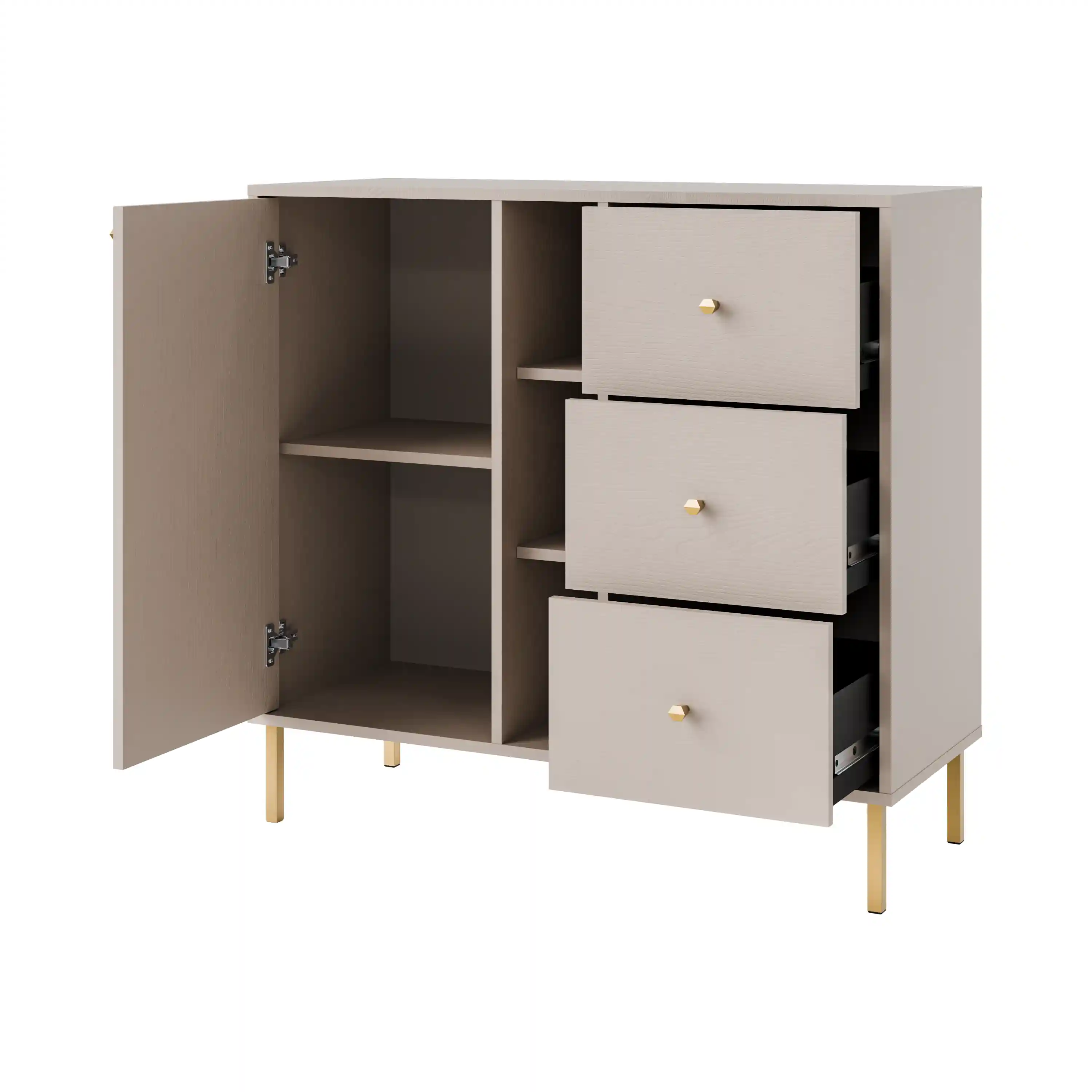 Komoda z szufladami do salonu Sakai 1F 3S T824 Beżowy