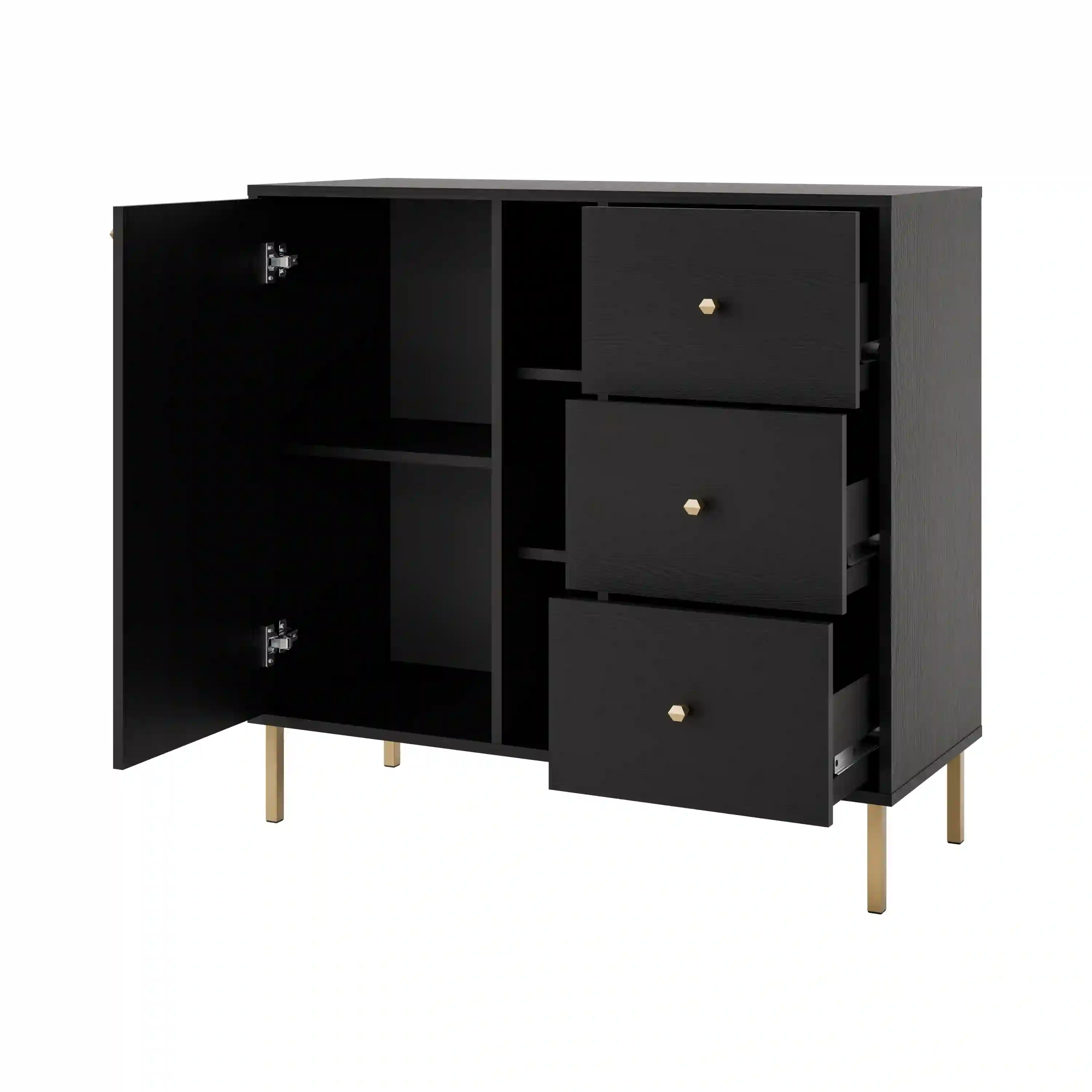 Komoda z szufladami do salonu Sakai 1F 3S T824 Czarny