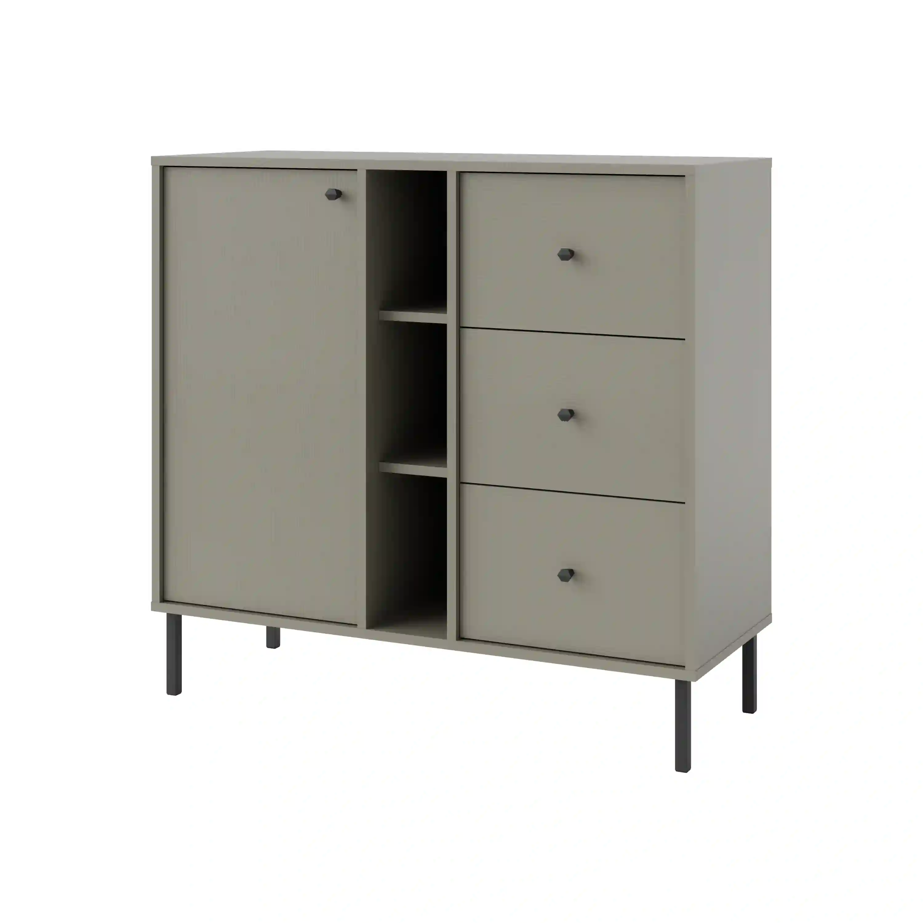 Komoda z szufladami do salonu Sakai 1F 3S T824 Eukaliptus