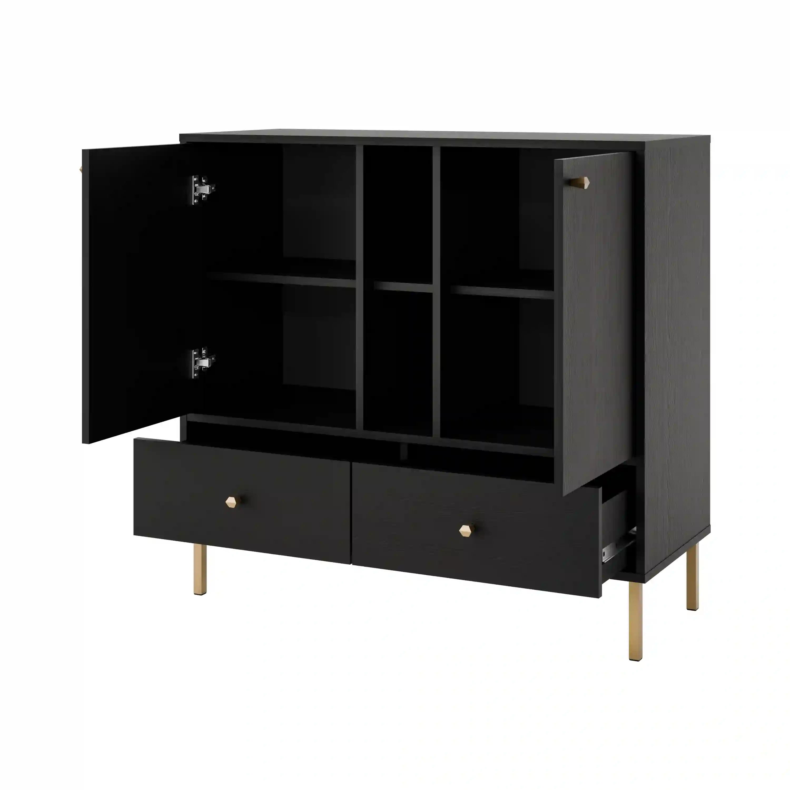 Komoda z szufladami do salonu Sakai 2F 2S T825 Czarny