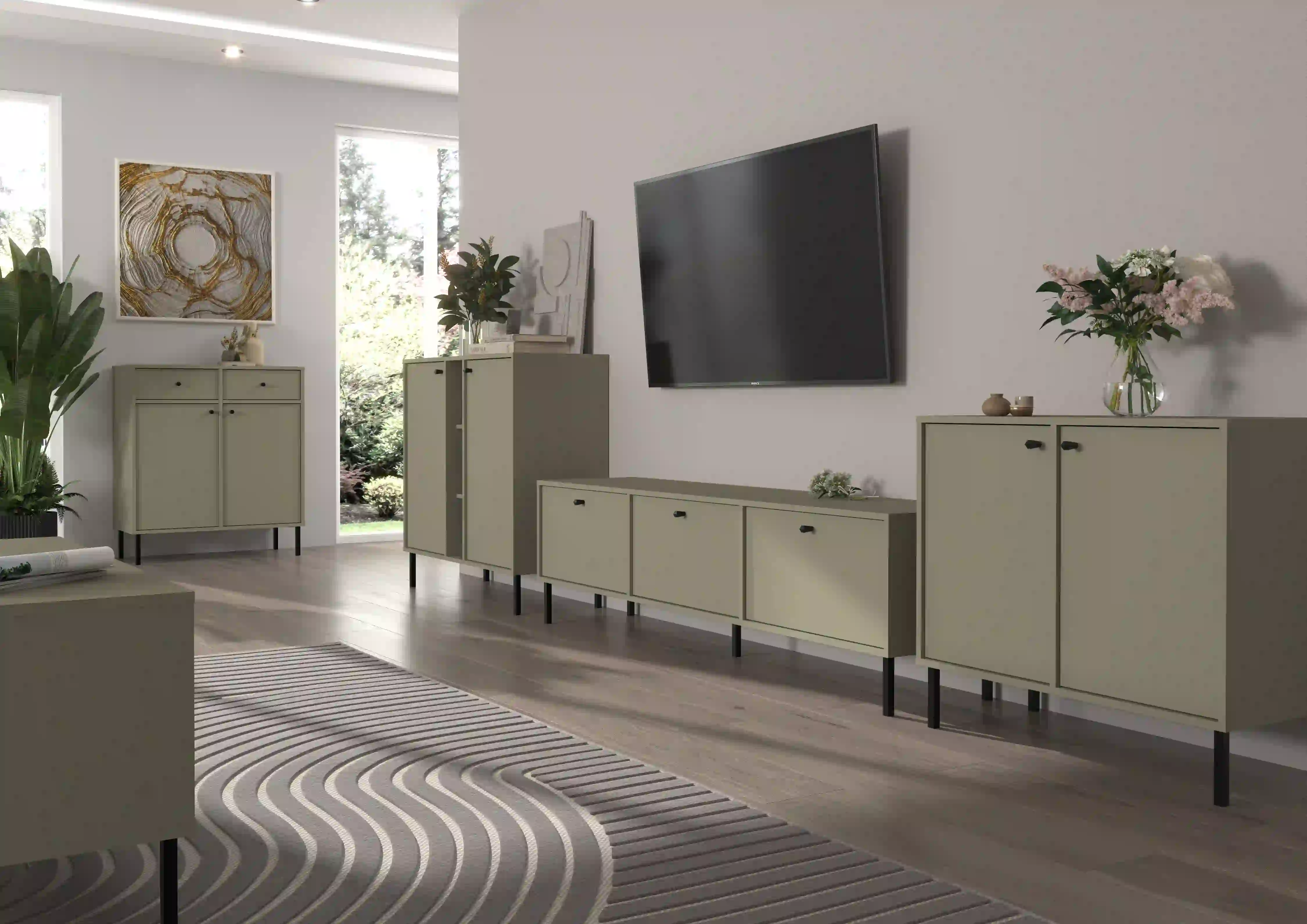 Komoda z szufladami do salonu Sakai 2F 2S T826 Eukaliptus