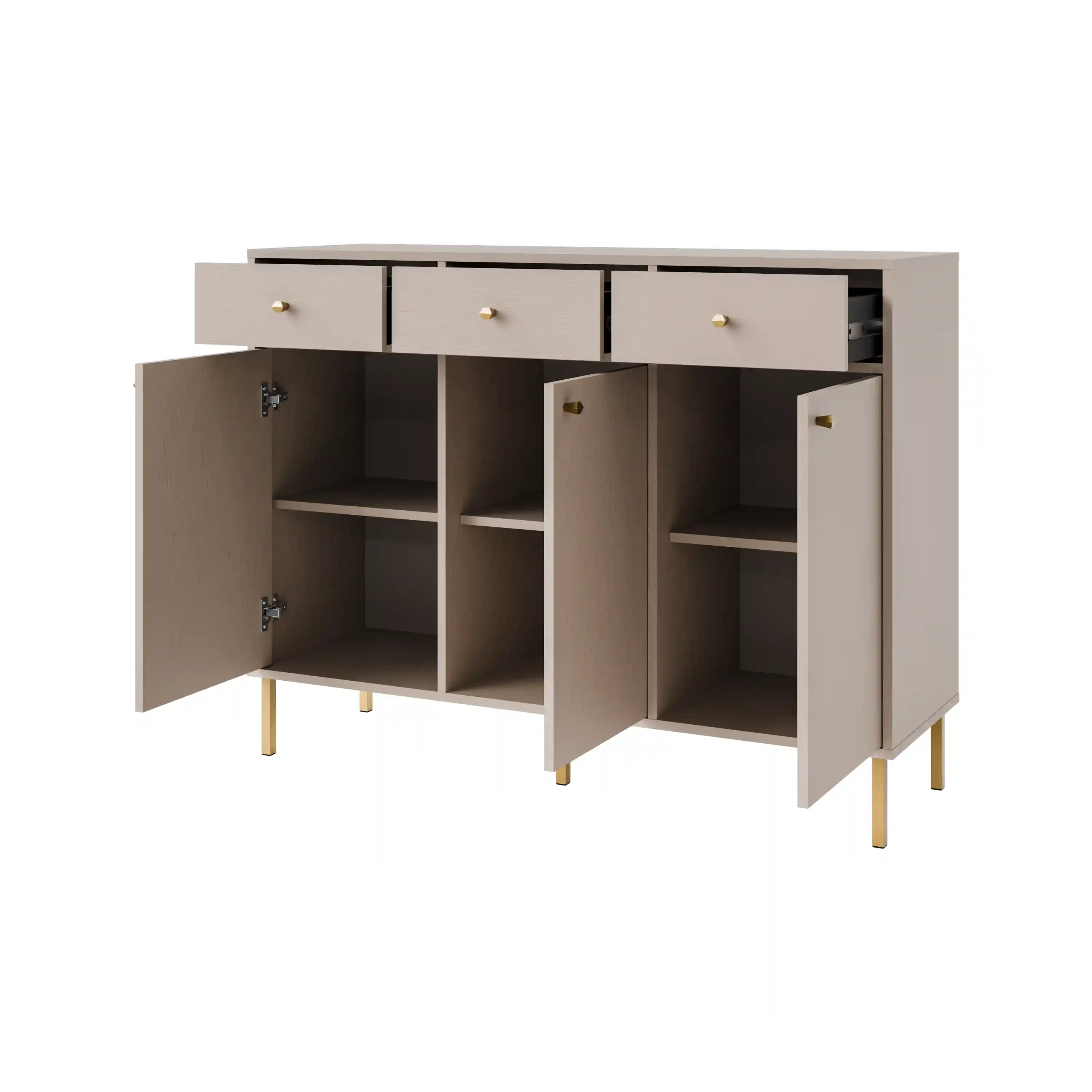 Komoda z szufladami do salonu Sakai 3F 3S T827 Beżowy