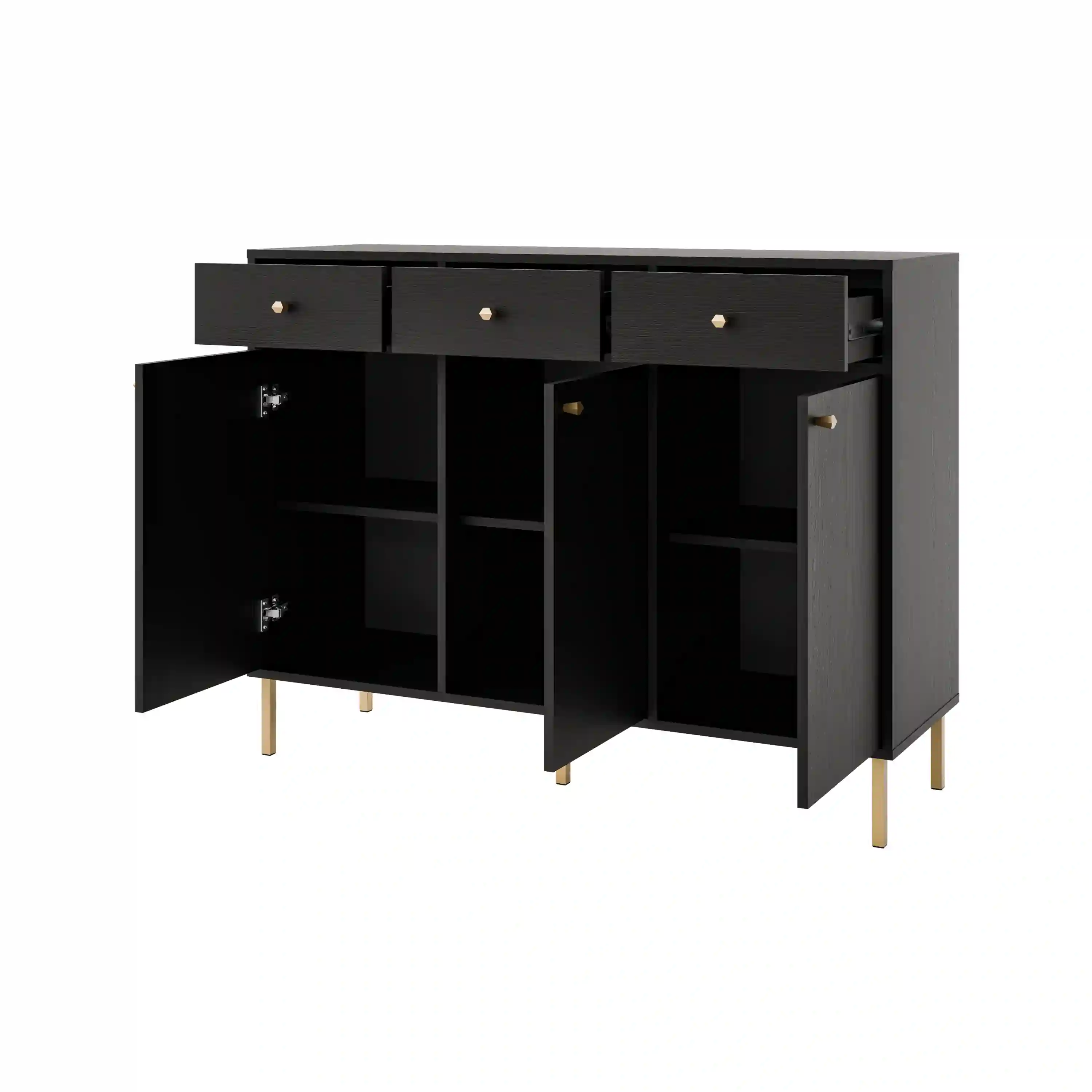 Komoda z szufladami do salonu Sakai 3F 3S T827 Czarny