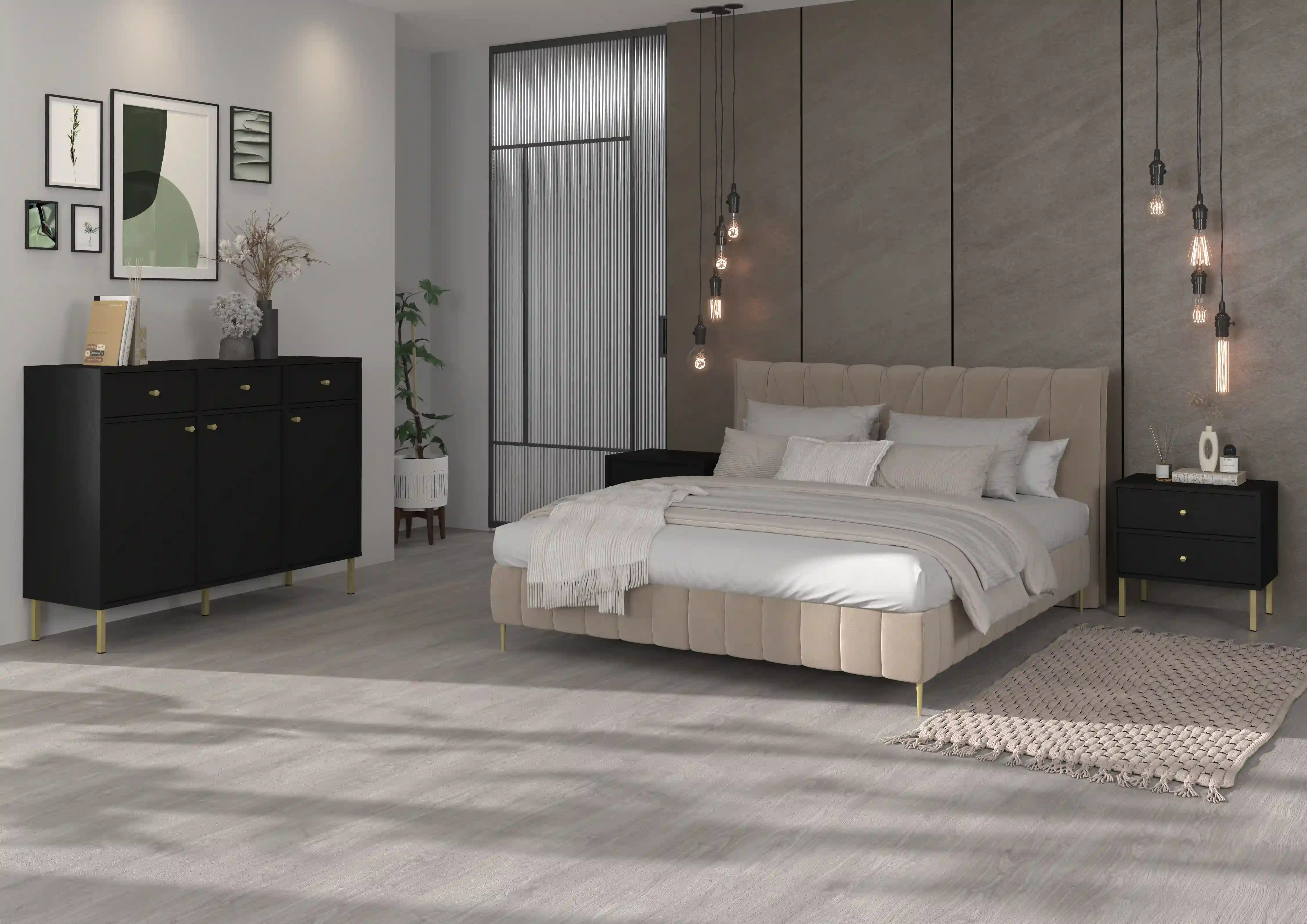 Komoda z szufladami do salonu Sakai 3F 3S T827 Czarny