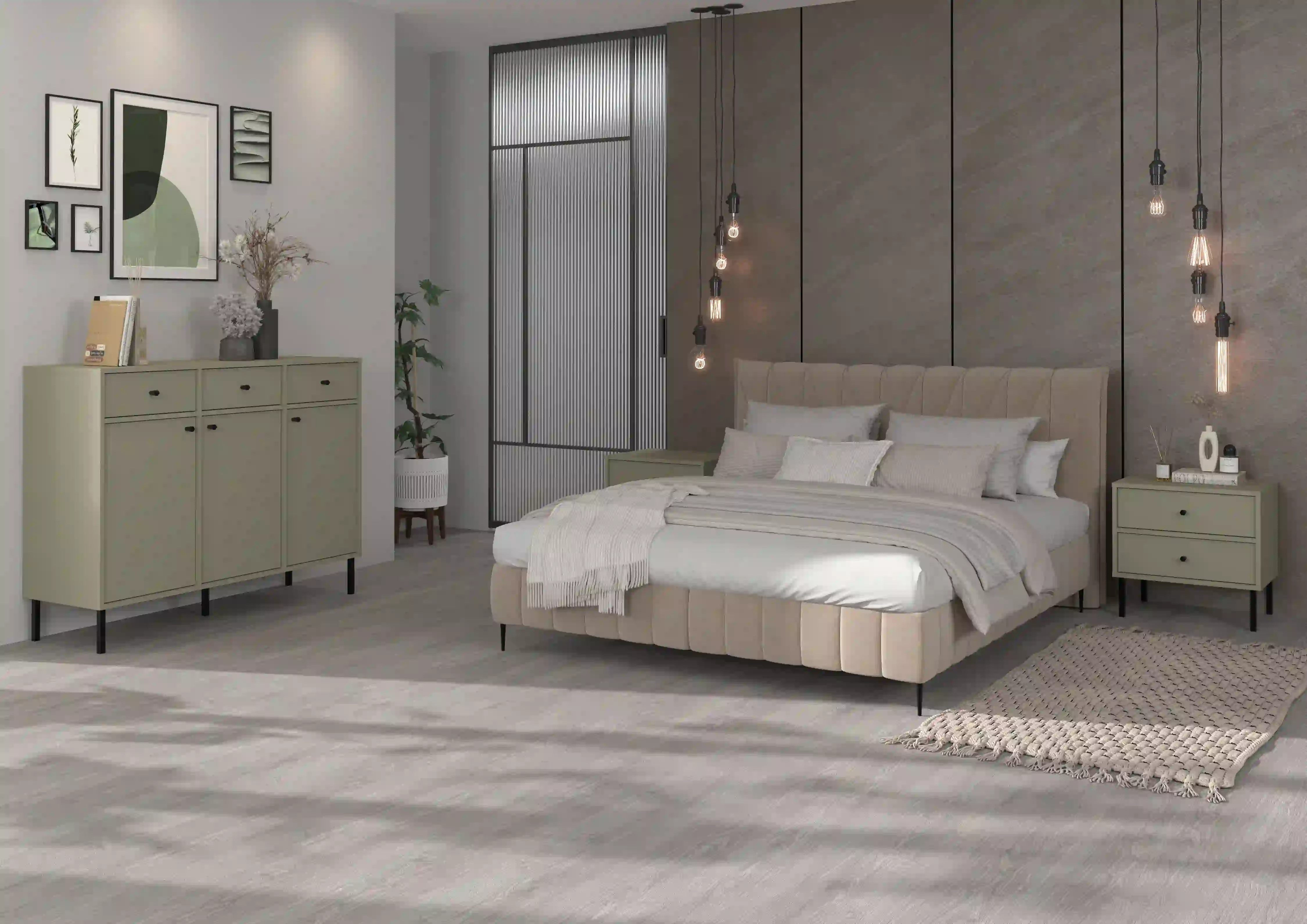 Komoda z szufladami do salonu Sakai 3F 3S T827 Eukaliptus