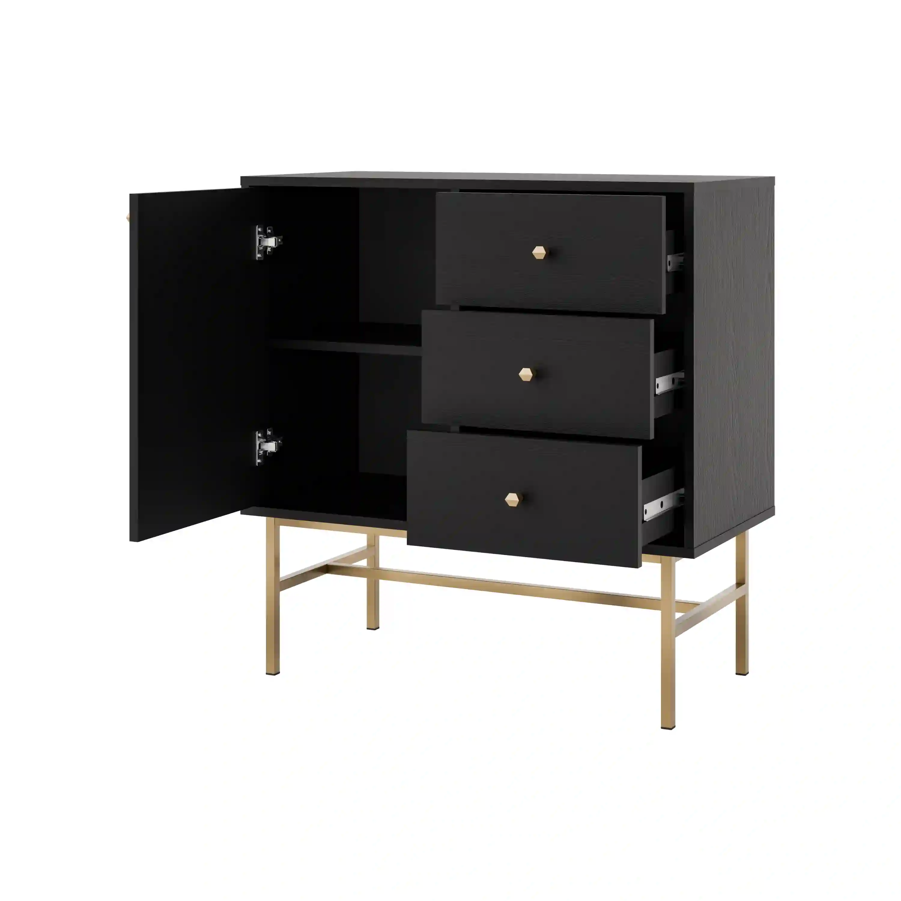 Komoda z szufladami do salonu Sakai 1F 3S T814 Czarny