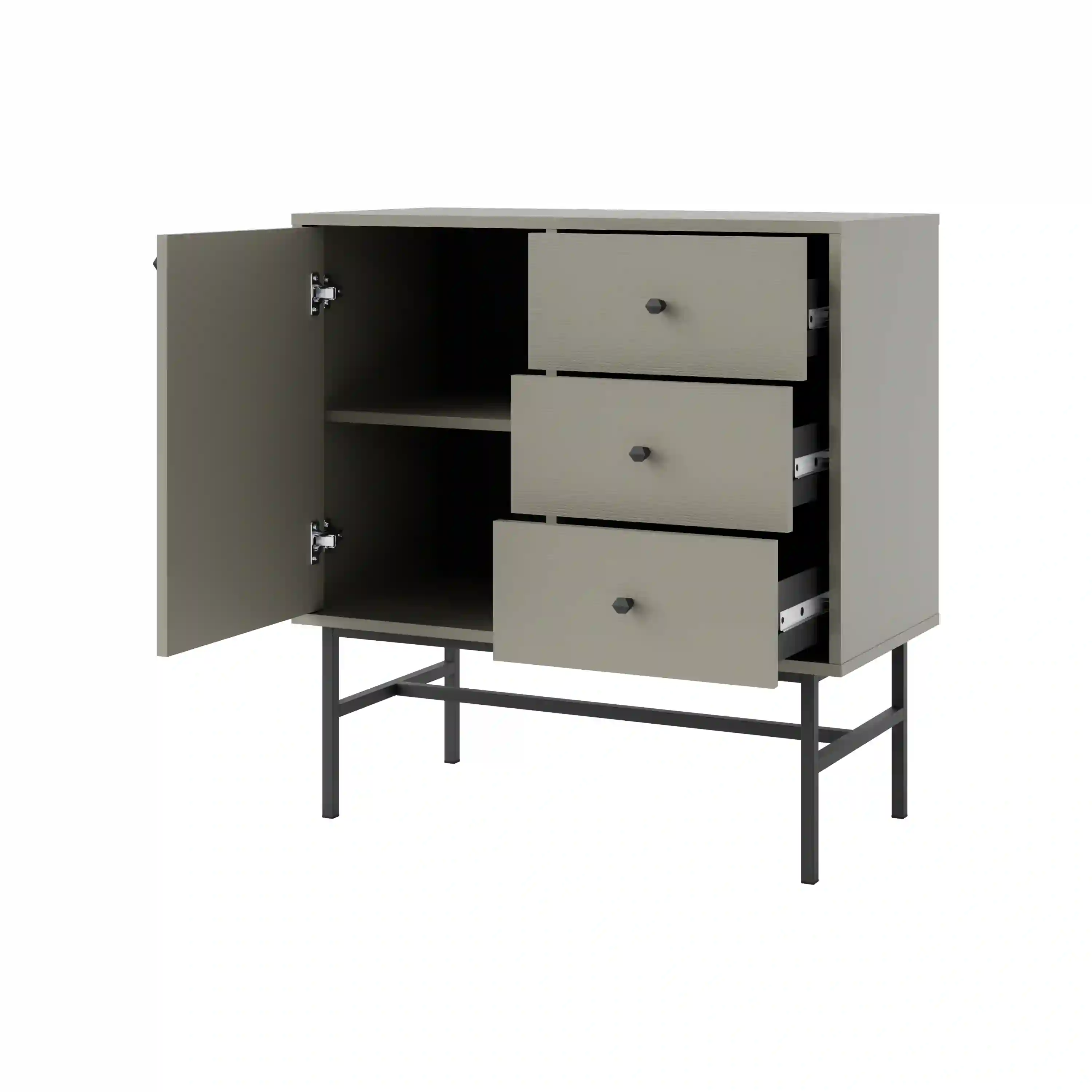 Komoda z szufladami do salonu Sakai 1F 3S T814 Eukaliptus