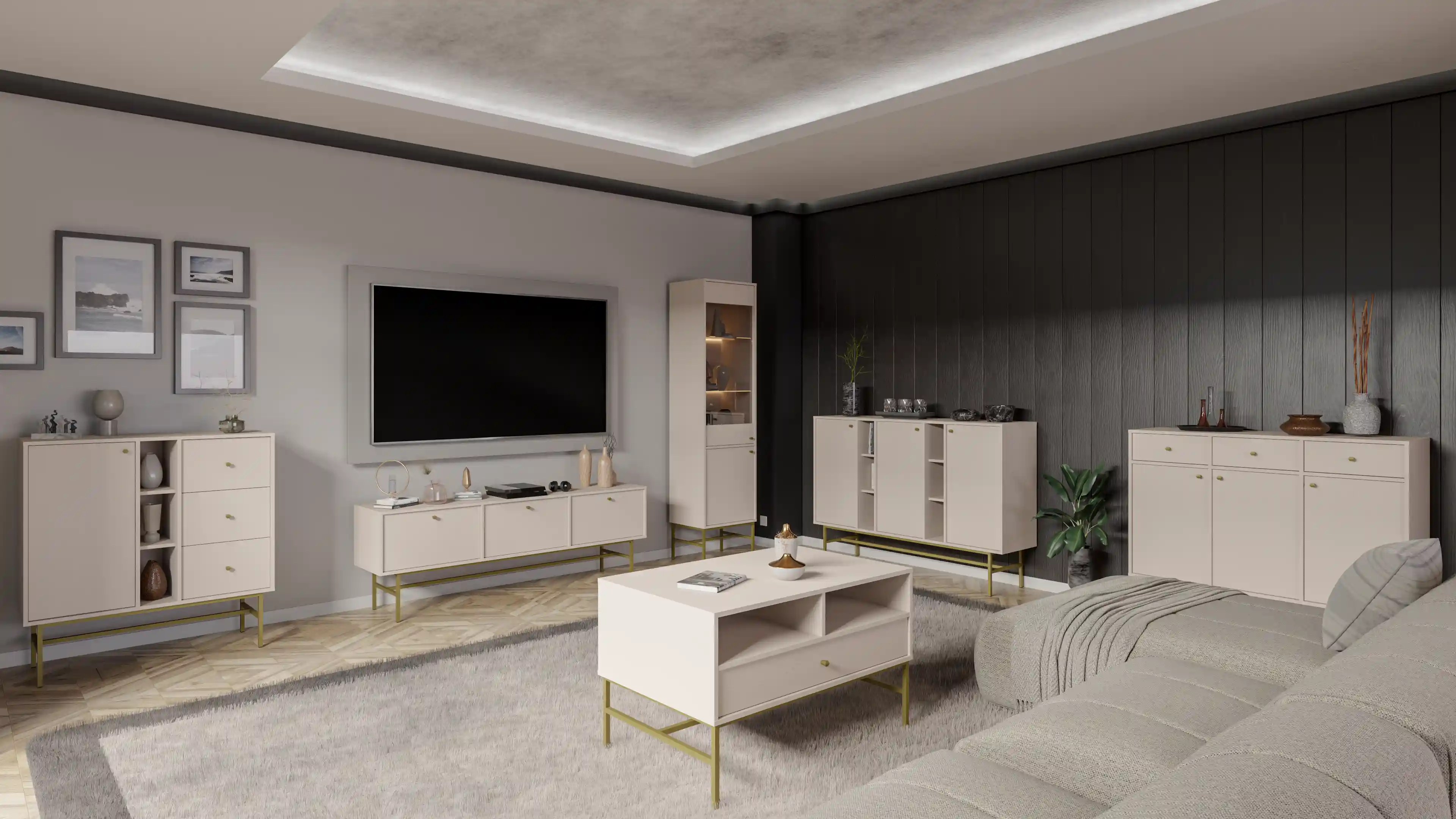Komoda trzydrzwiowa do salonu Sakai 3F T823 Beżowy