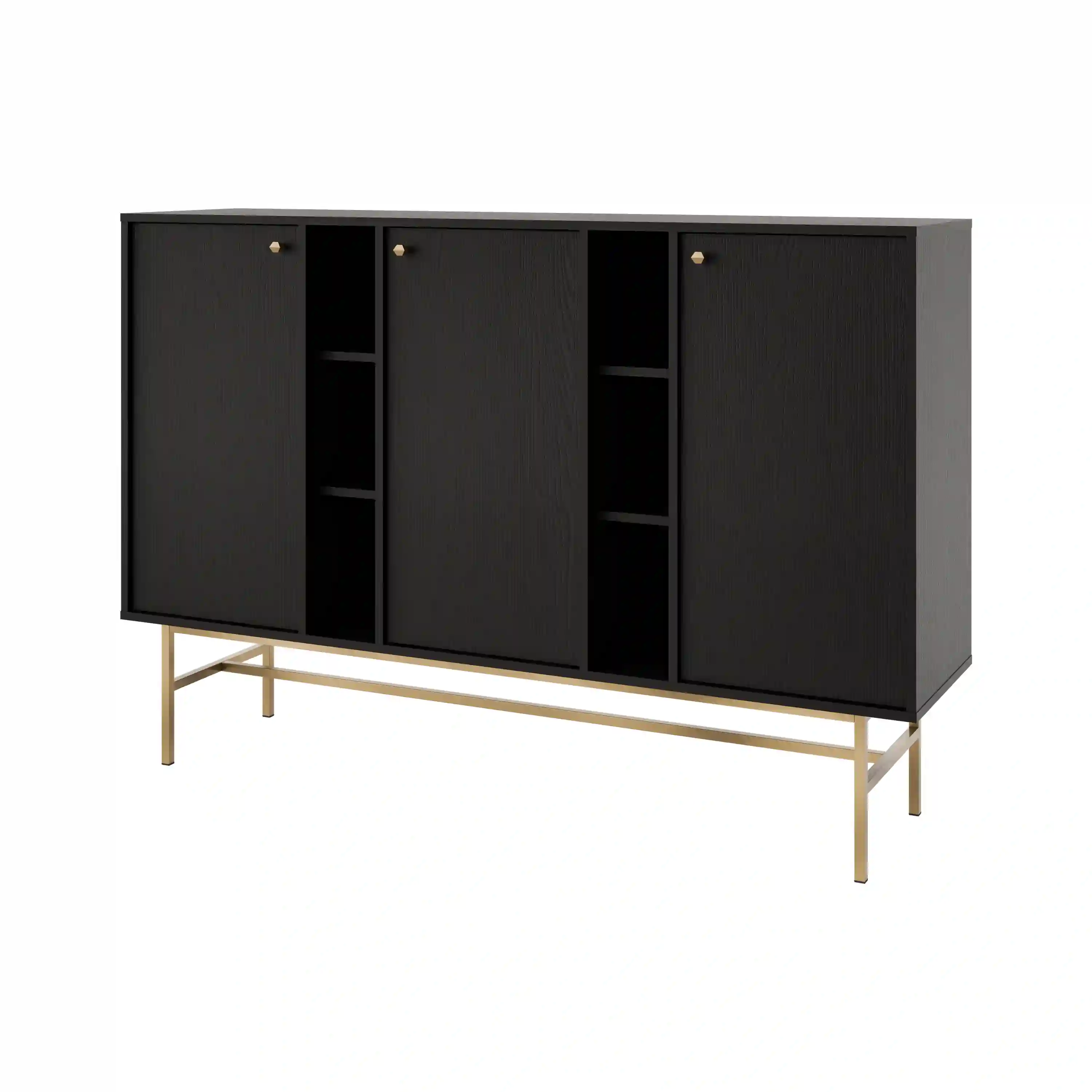 Komoda trzydrzwiowa do salonu Sakai 3F T823 Czarny