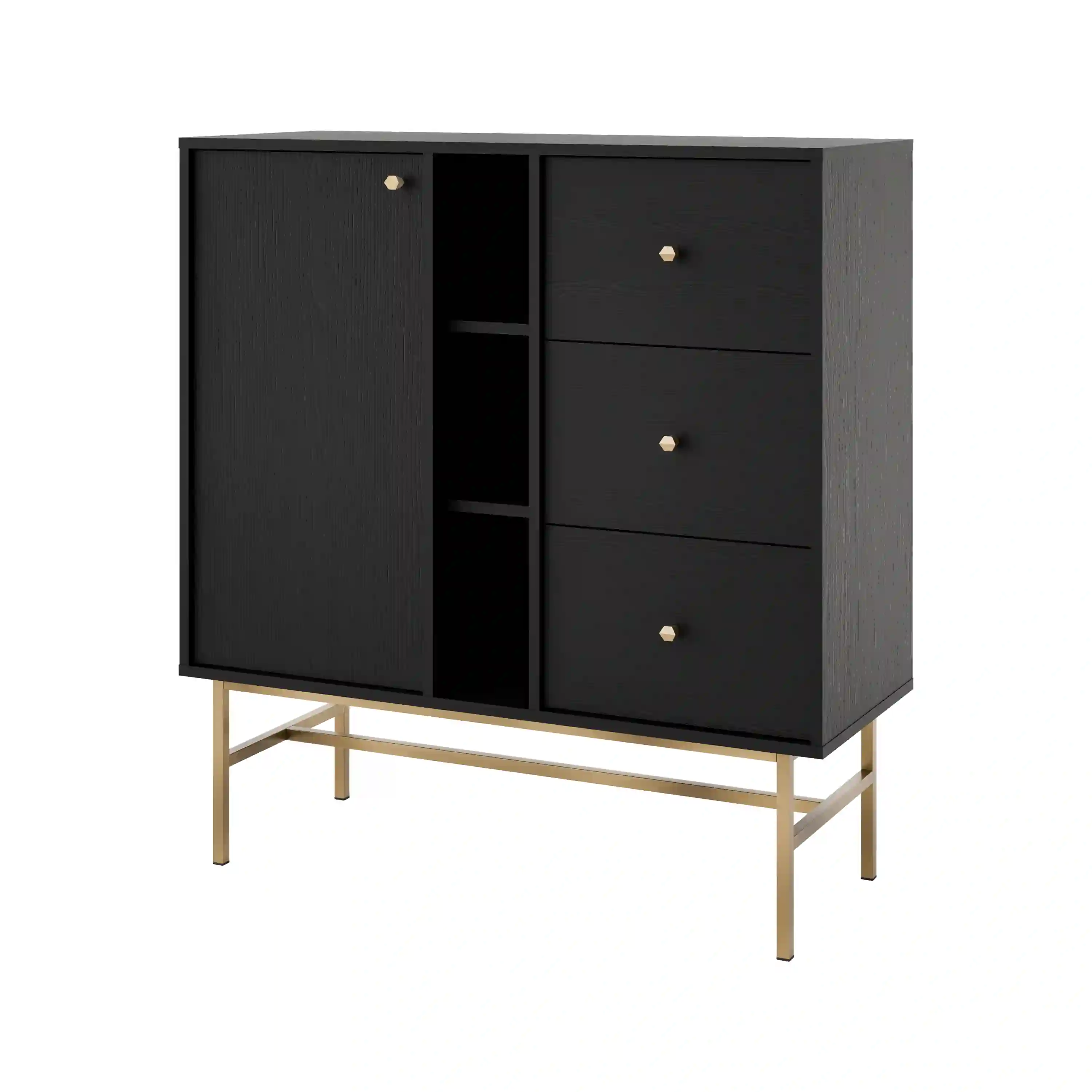 Komoda z szufladami do salonu Sakai 1F 3S T824 Czarny