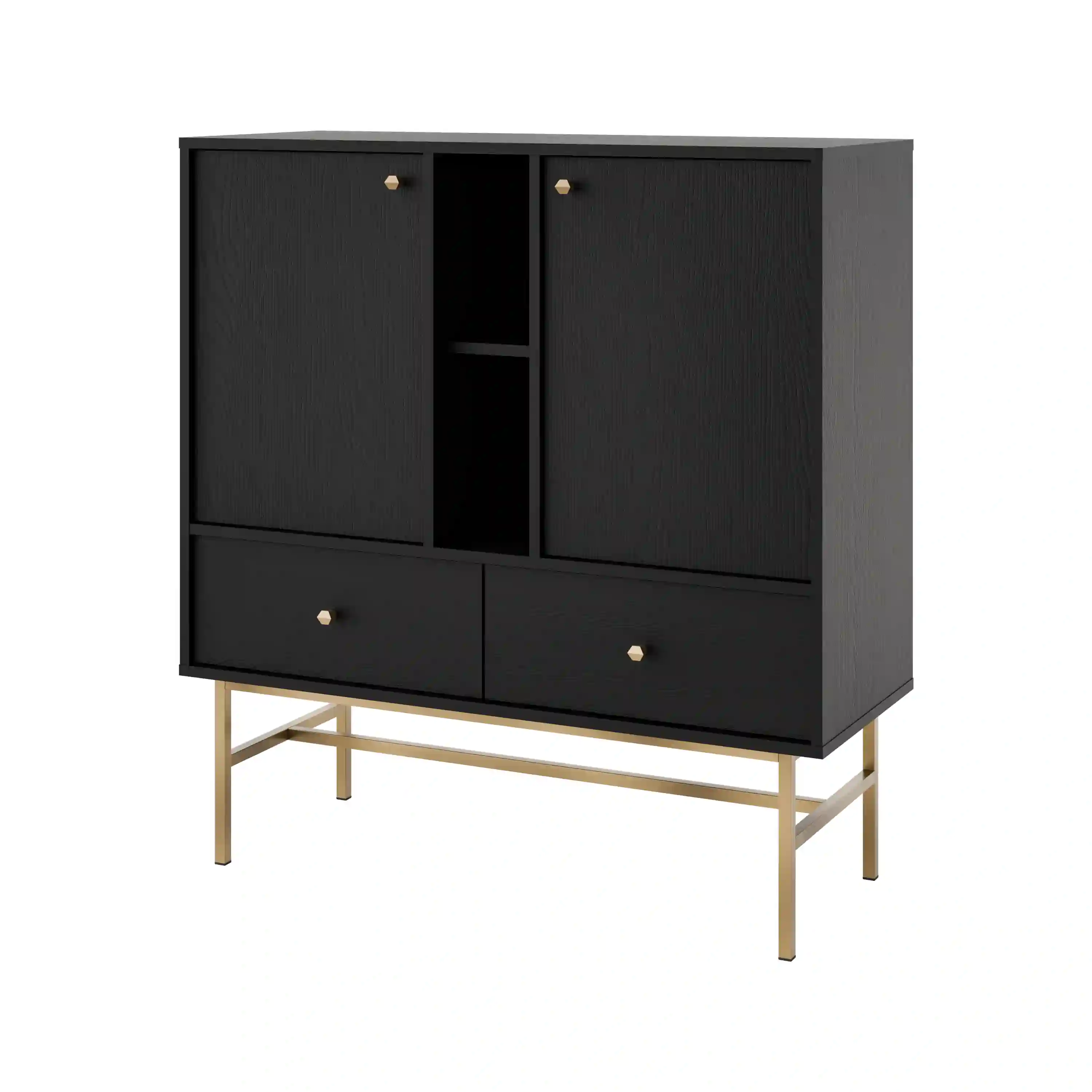 Komoda z szufladami do salonu Sakai 2F 2S T825 Czarny