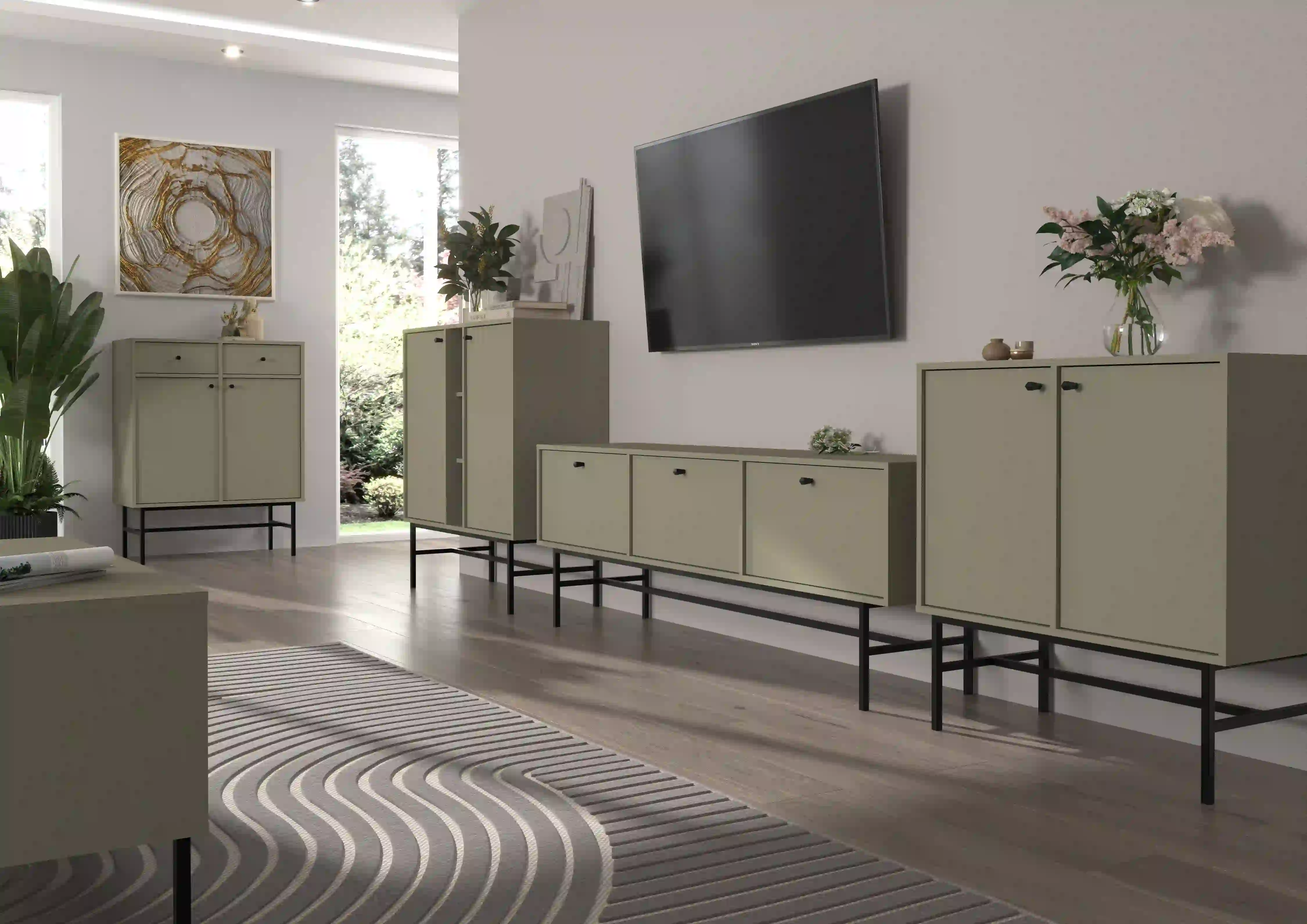 Komoda z szufladami do salonu Sakai 2F 2S T826 Eukaliptus