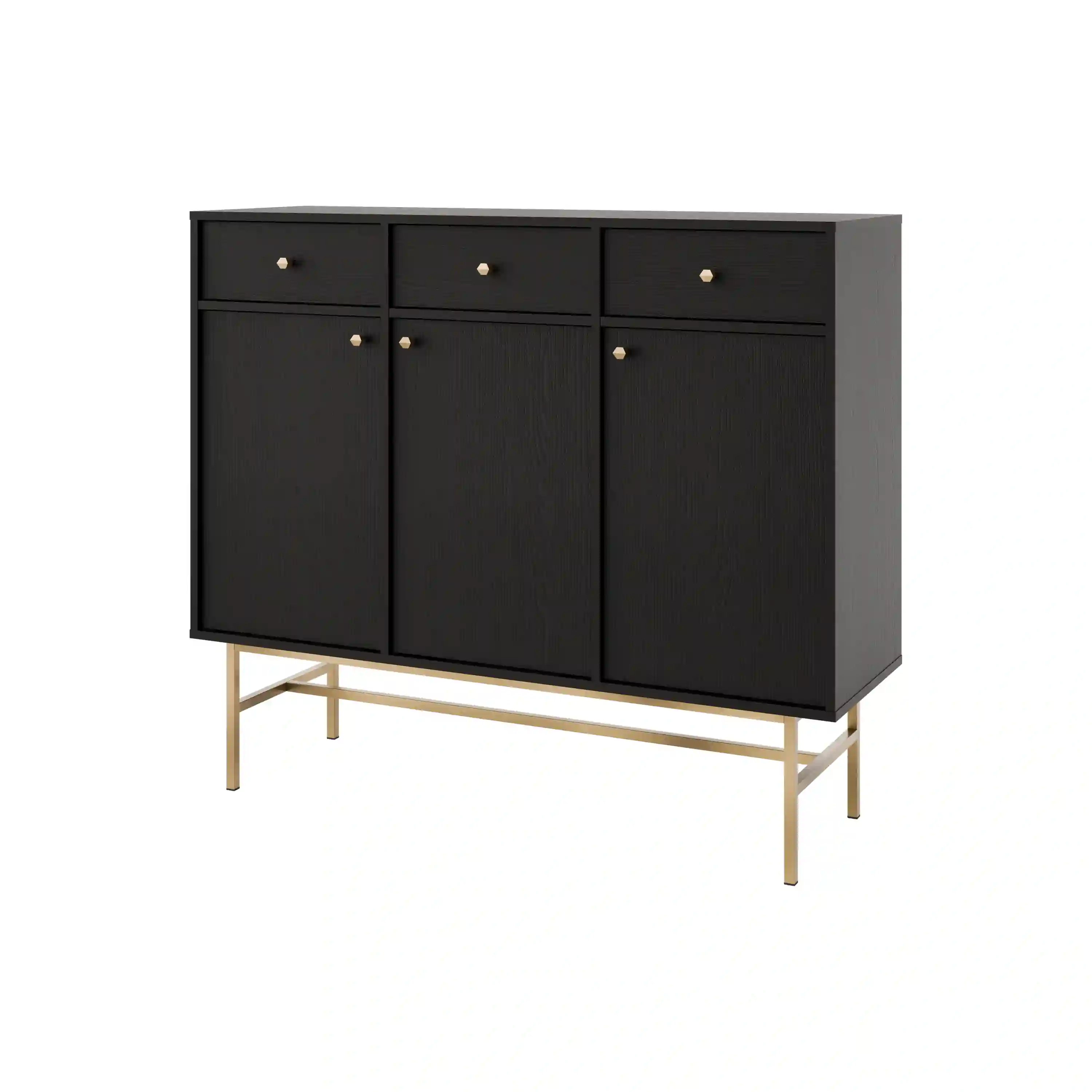 Komoda z szufladami do salonu Sakai 3F 3S T827 Czarny