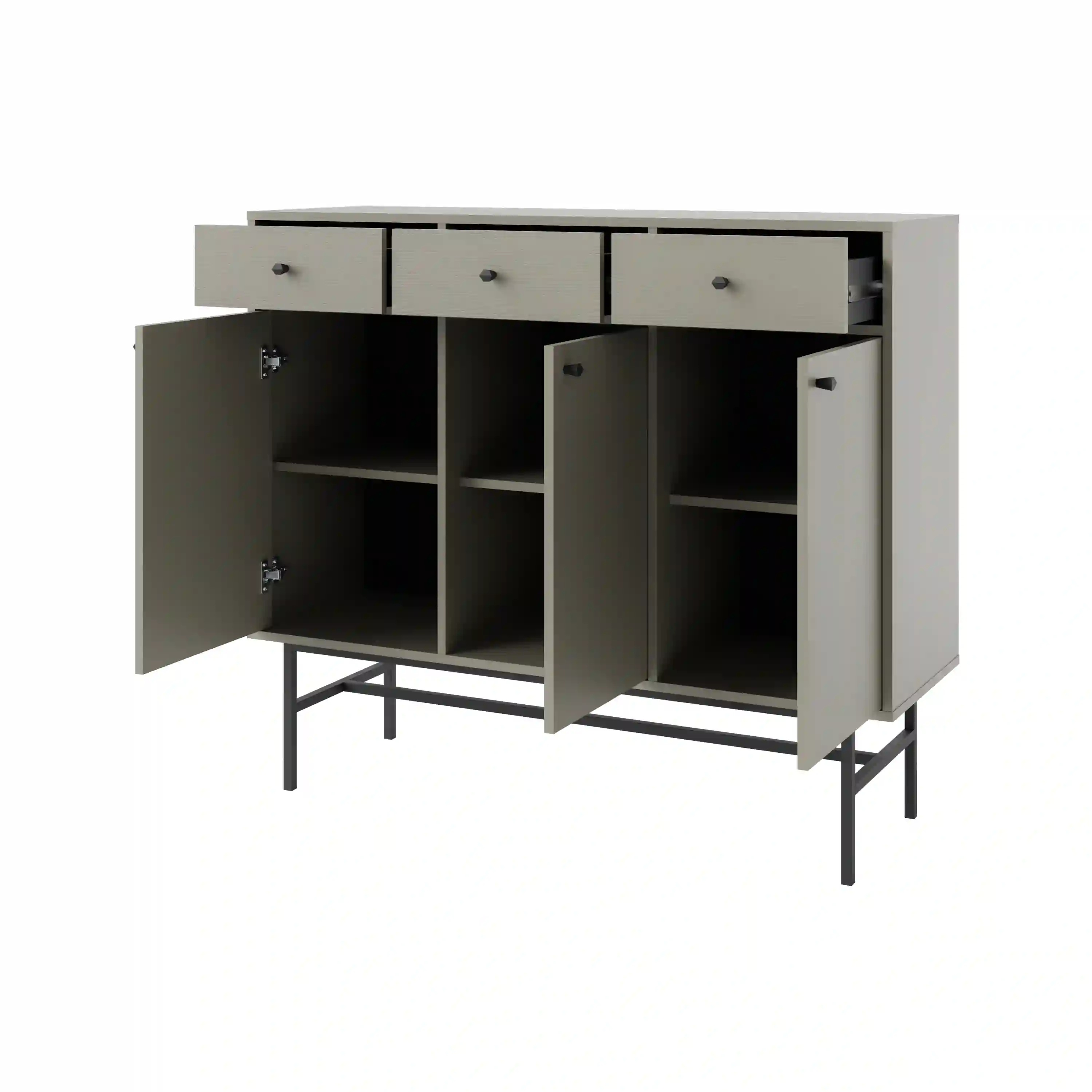 Komoda z szufladami do salonu Sakai 3F 3S T827 Eukaliptus