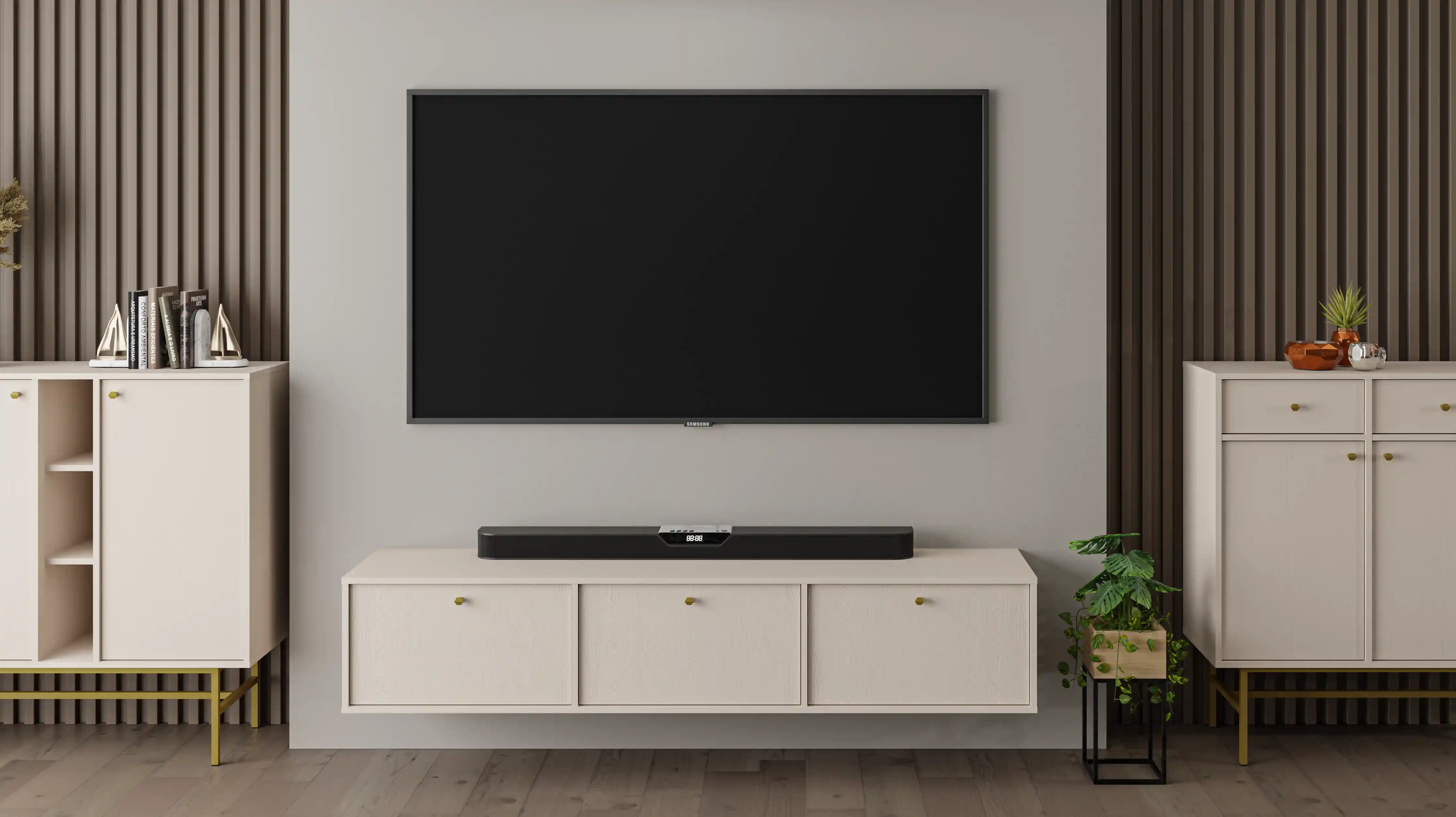 Szafka RTV wisząca do salonu Sakai 3K T303 Beżowy