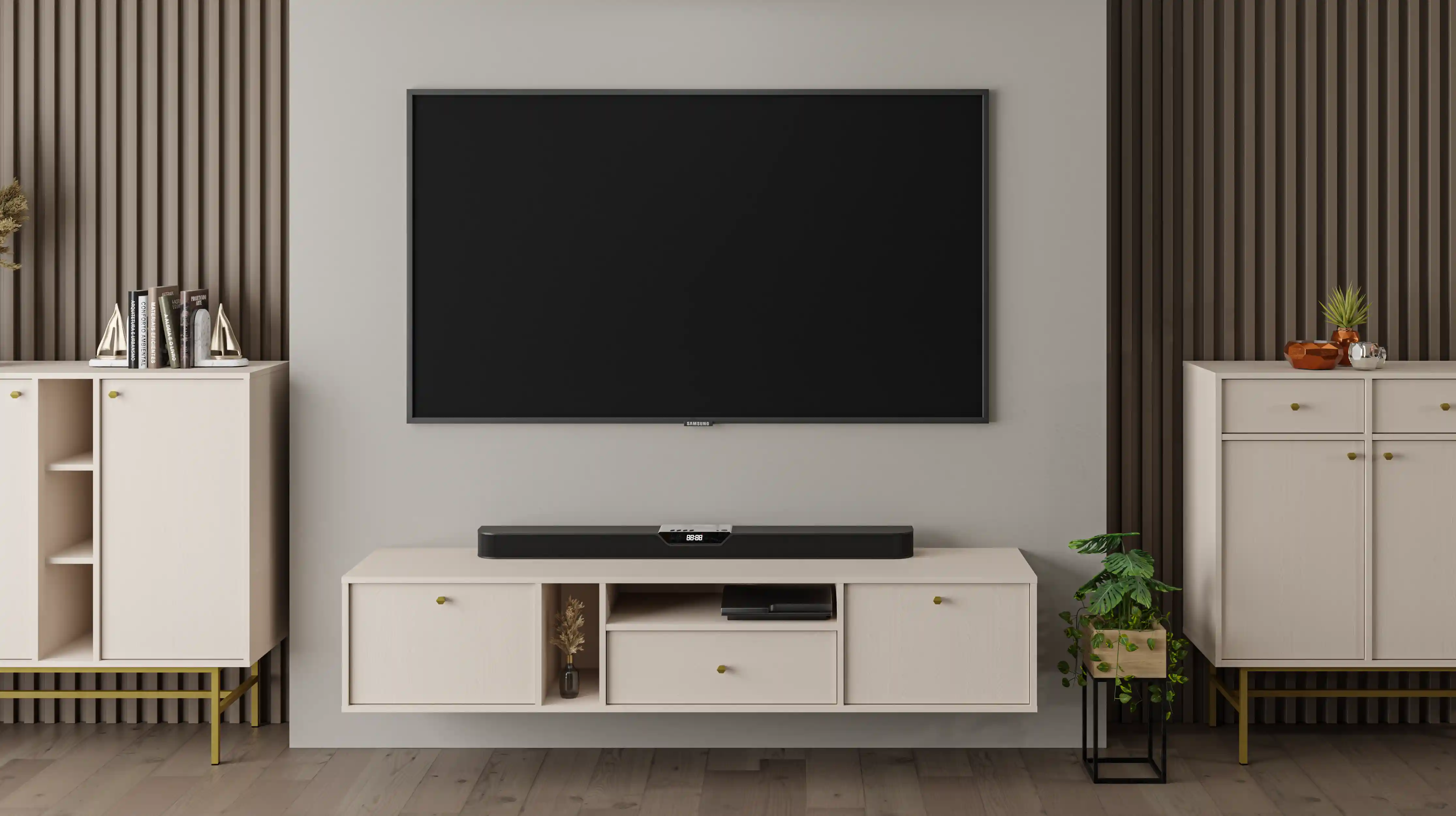 Szafka RTV wisząca do salonu Sakai 2K 1S T313 Beżowy