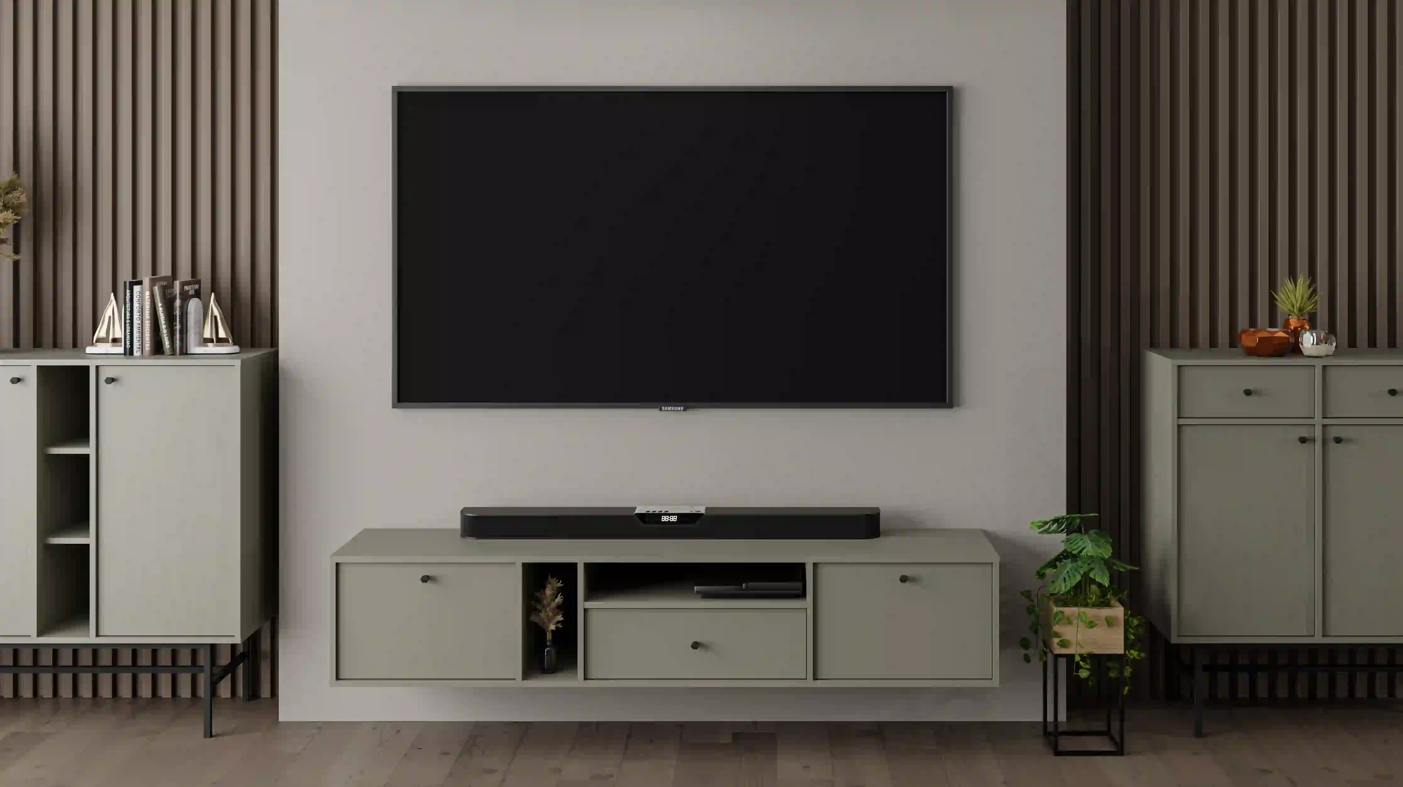 Szafka RTV wisząca do salonu Sakai 2K 1S T313 Eukaliptus