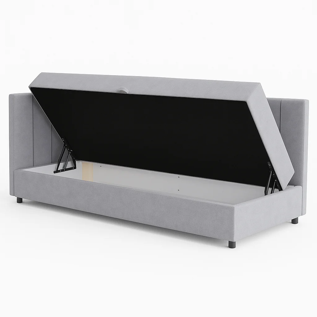 Tapczan łóżko jednoosobowe z pojemnikiem do salonu Sofaro Plus 90x200 Beż