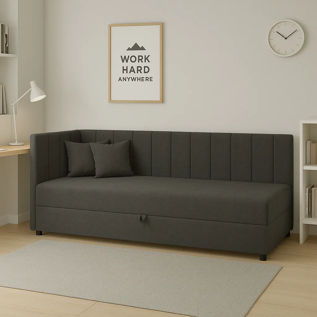 Tapczan łóżko jednoosobowe z pojemnikiem Sofaro Plus 90x200 Grafitowe