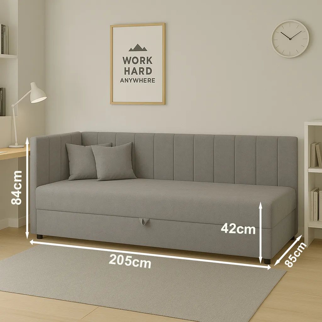 Tapczan łóżko jednoosobowe z pojemnikiem do salonu Sofaro Plus 80x200 Mięta