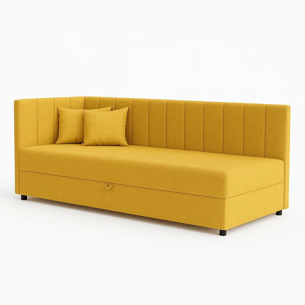 Tapczan łóżko jednoosobowe z pojemnikiem Sofaro Plus 80x180 Musztardowe