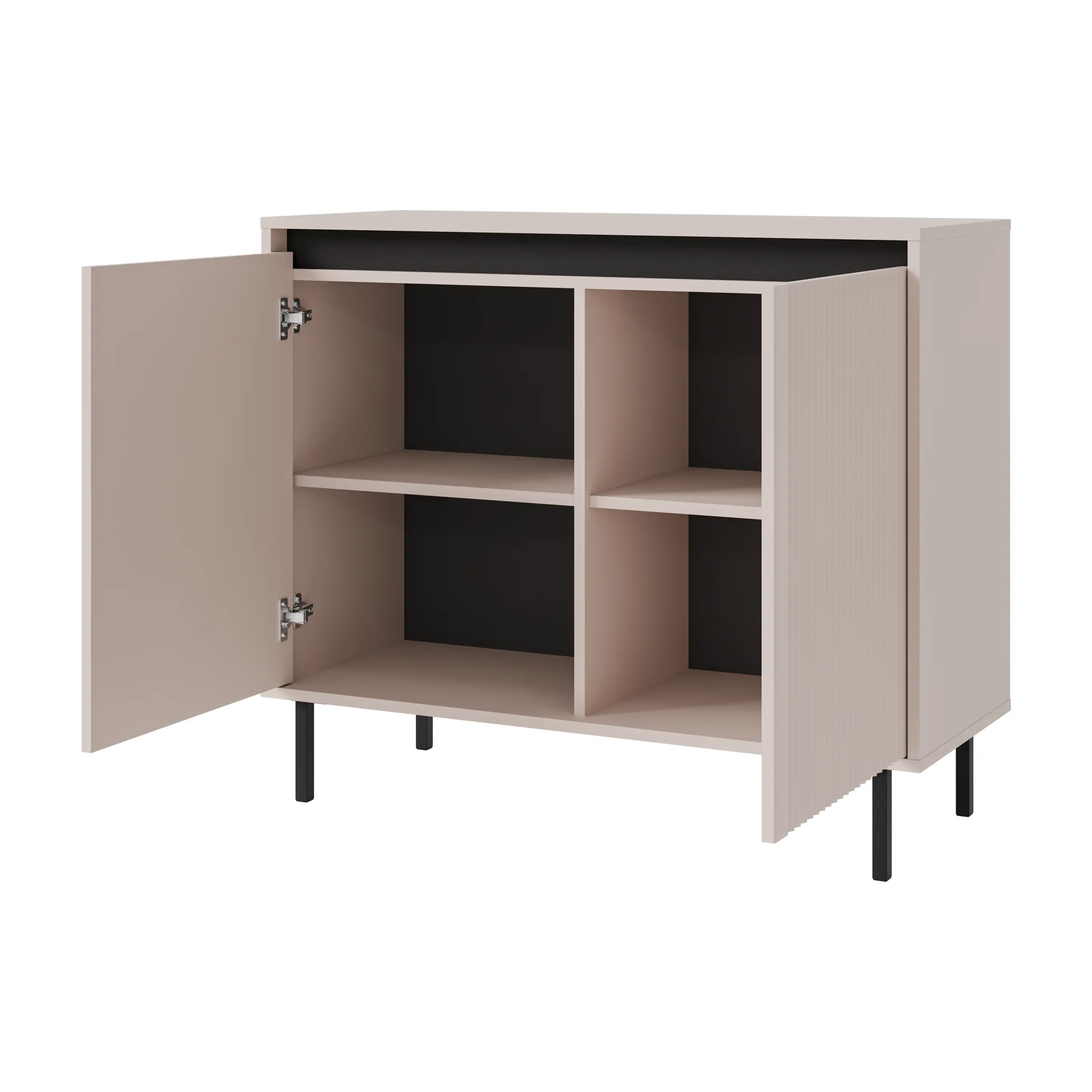 Komoda z ryflowanym frontem Yukashi 2F T812 beżowa