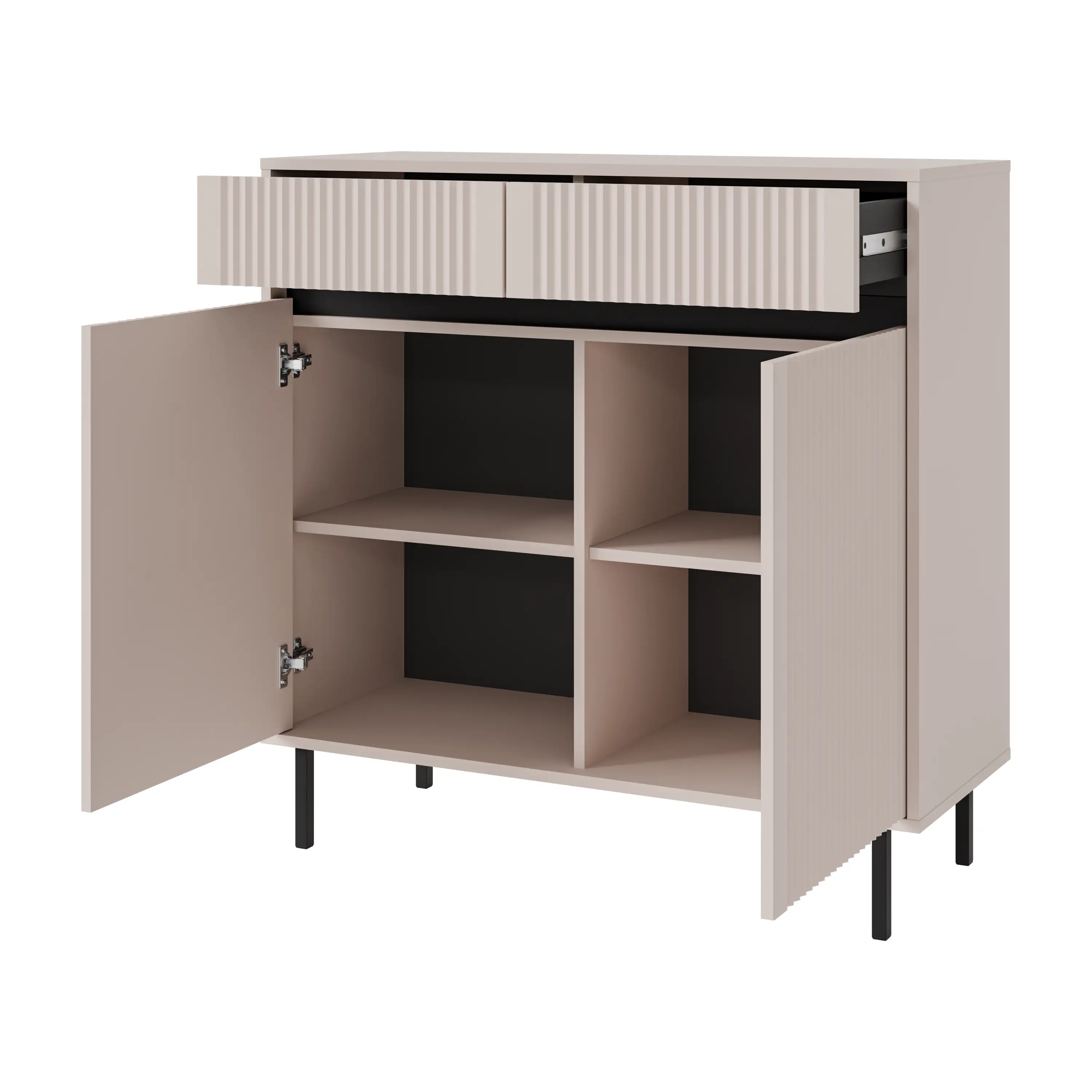 Komoda z ryflowanym frontem Yukashi 2F2S T822 beżowa