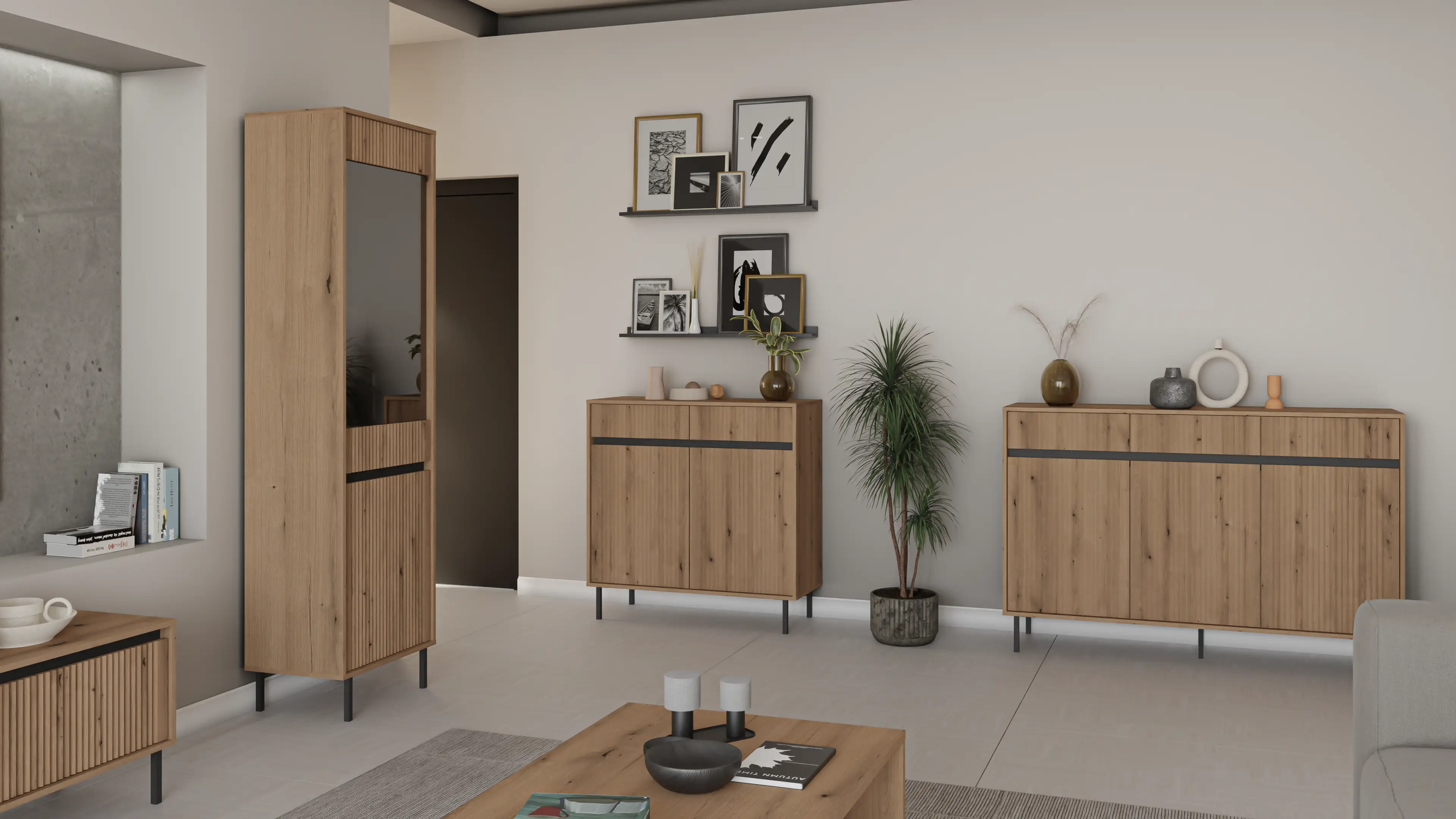 Komoda z ryflowanym frontem Yukashi 2F2S T822 dąb evoke