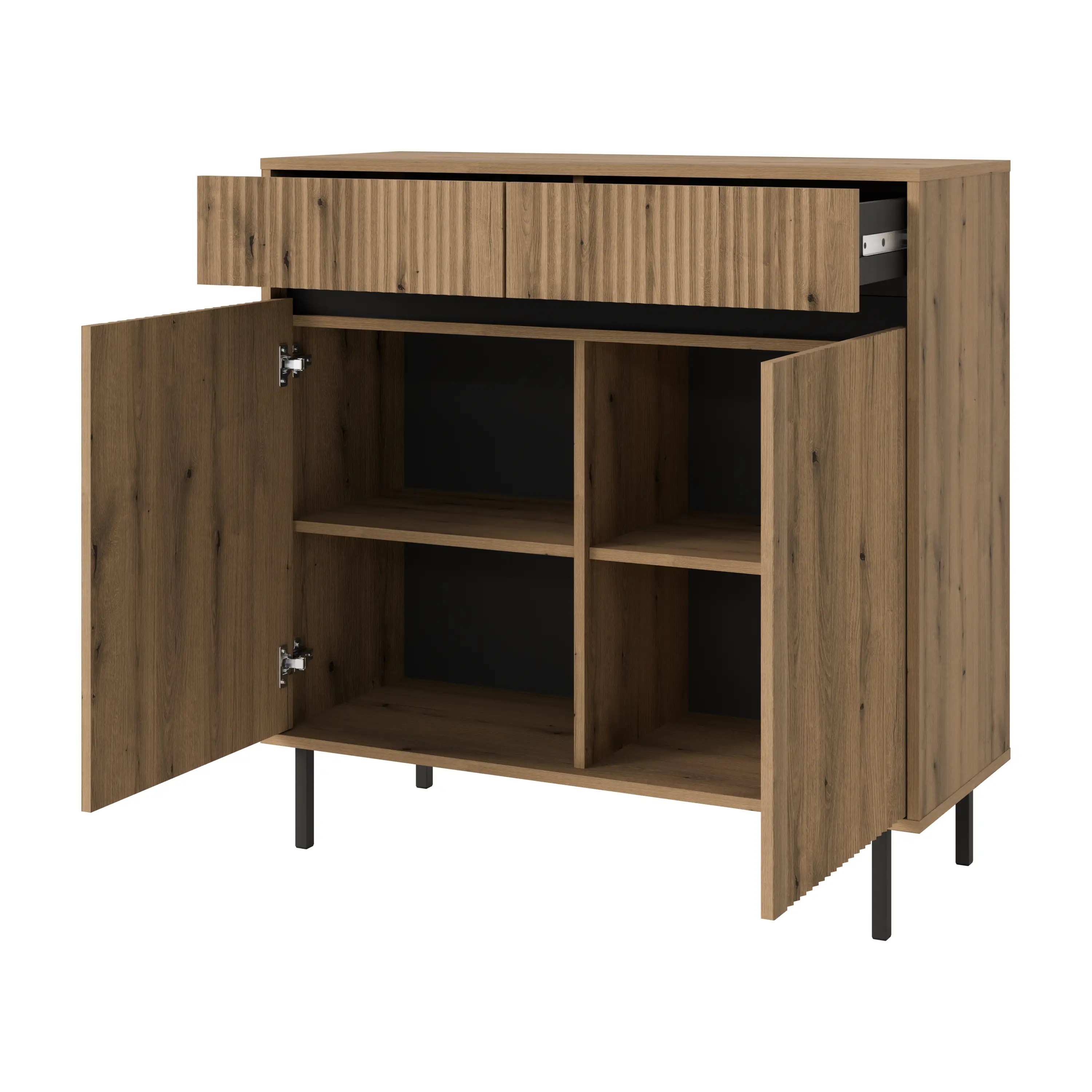 Komoda z ryflowanym frontem Yukashi 2F2S T822 dąb evoke