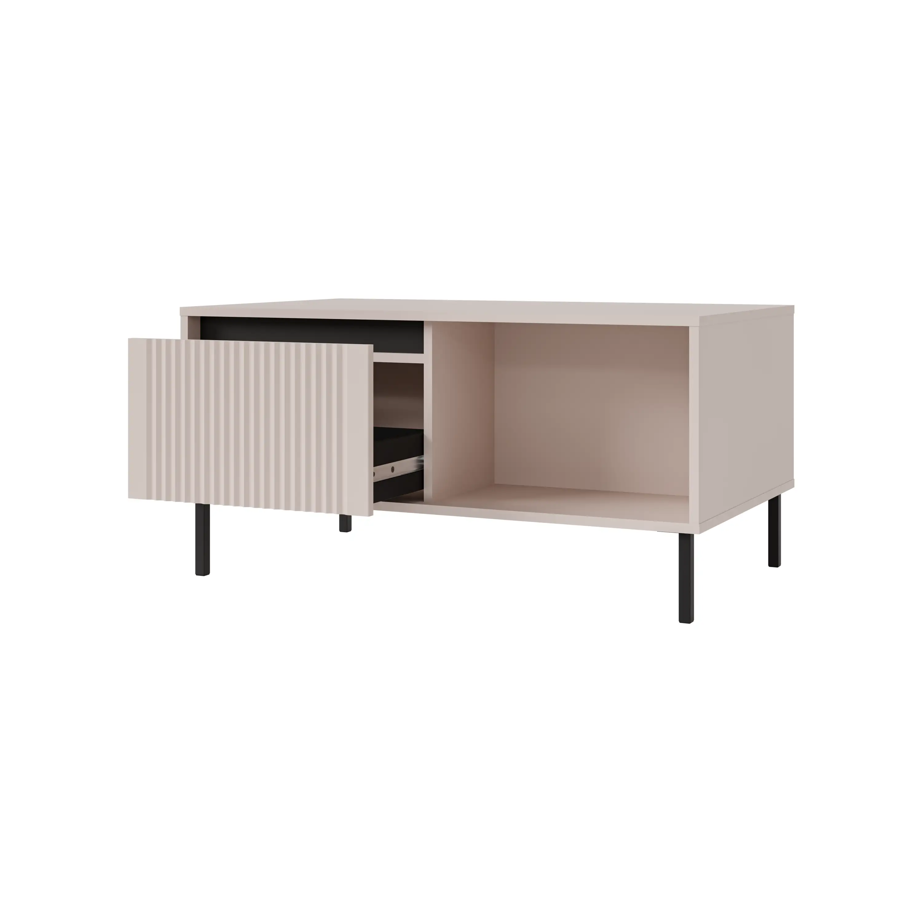 Stolik kawowy z ryflowanym frontem Yukashi 2S T201 beżowy