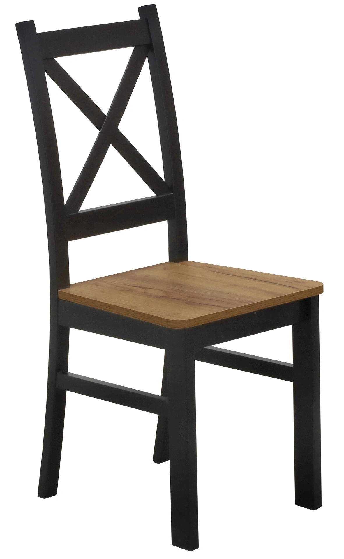 Zestaw 4x Krzesło krzyżak drewniane do jadalni Czarny/Dąb Craft