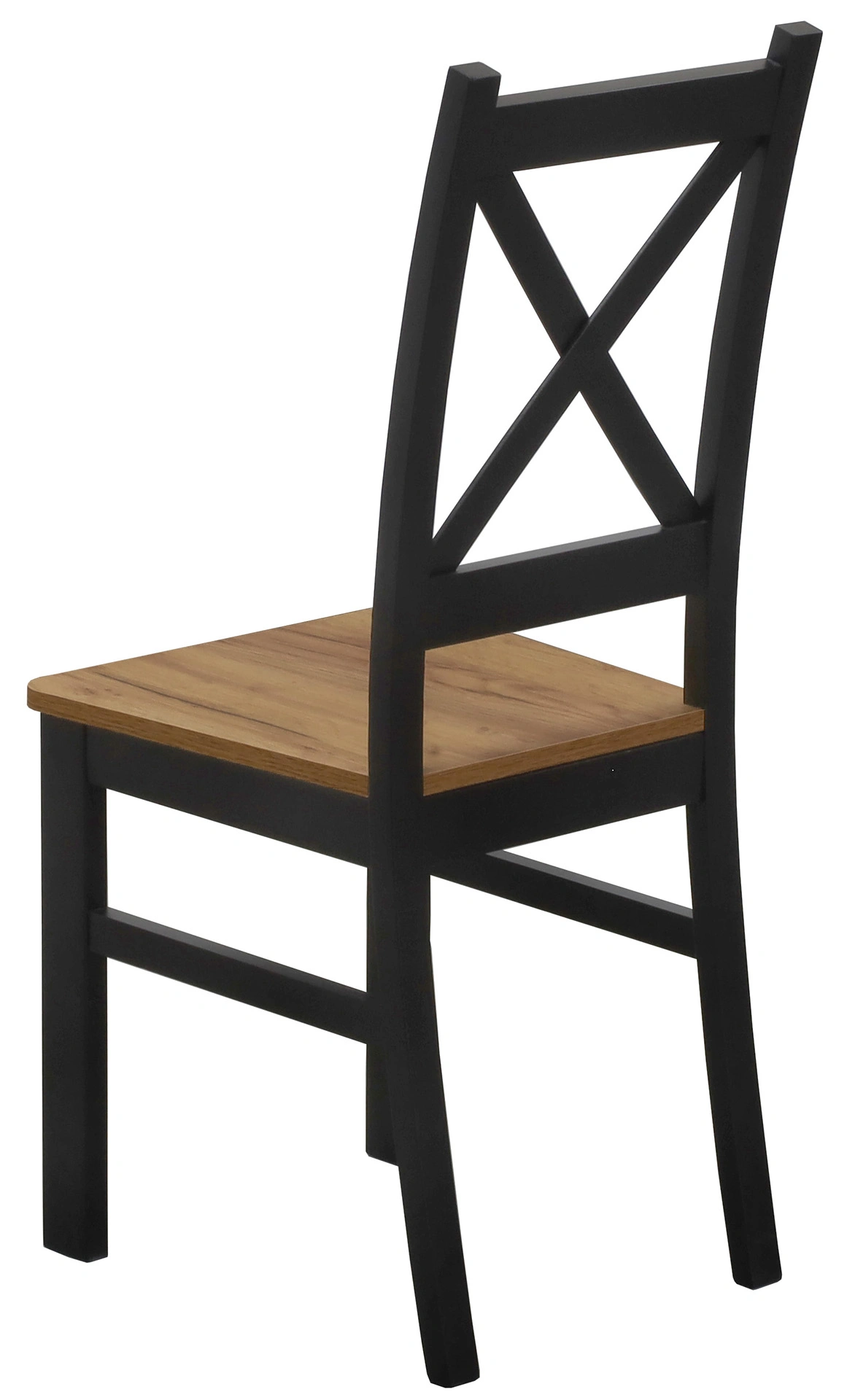 Zestaw 4x Krzesło krzyżak drewniane do jadalni Czarny/Dąb Craft